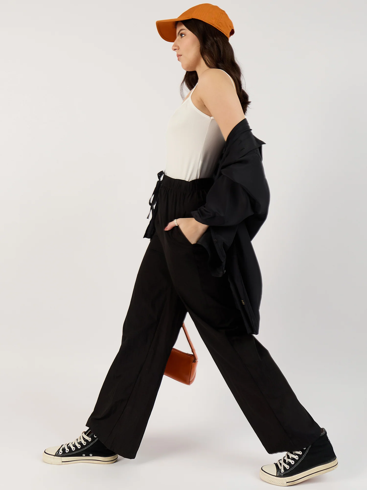 Textured Drawstring Black Trousers - Image 4