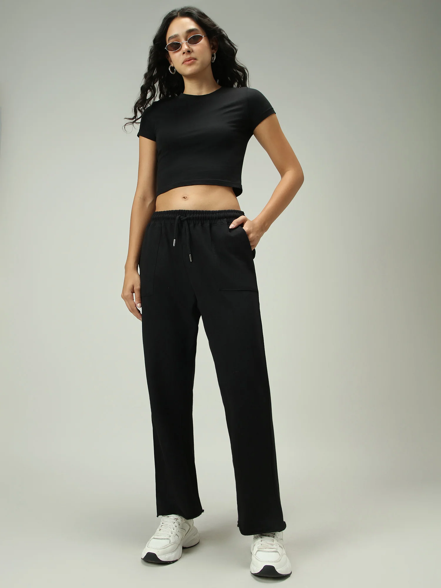 Black Patch Pocket Wide Leg Sweatpants - Image 6