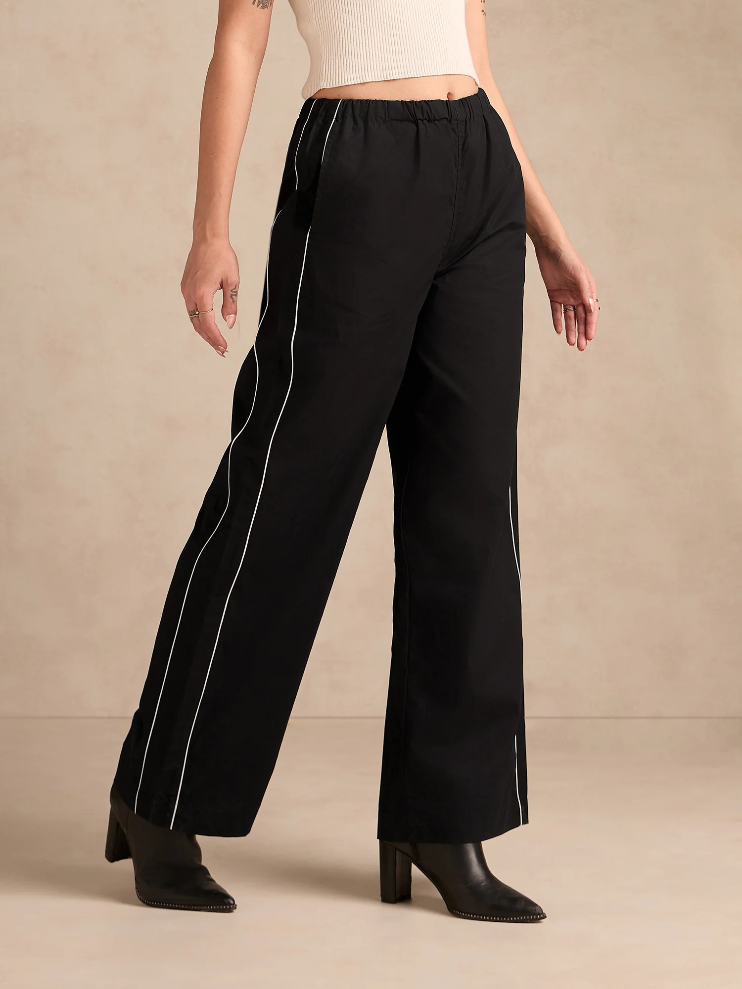Black Pintuck Wide Leg Trouser - Image 2