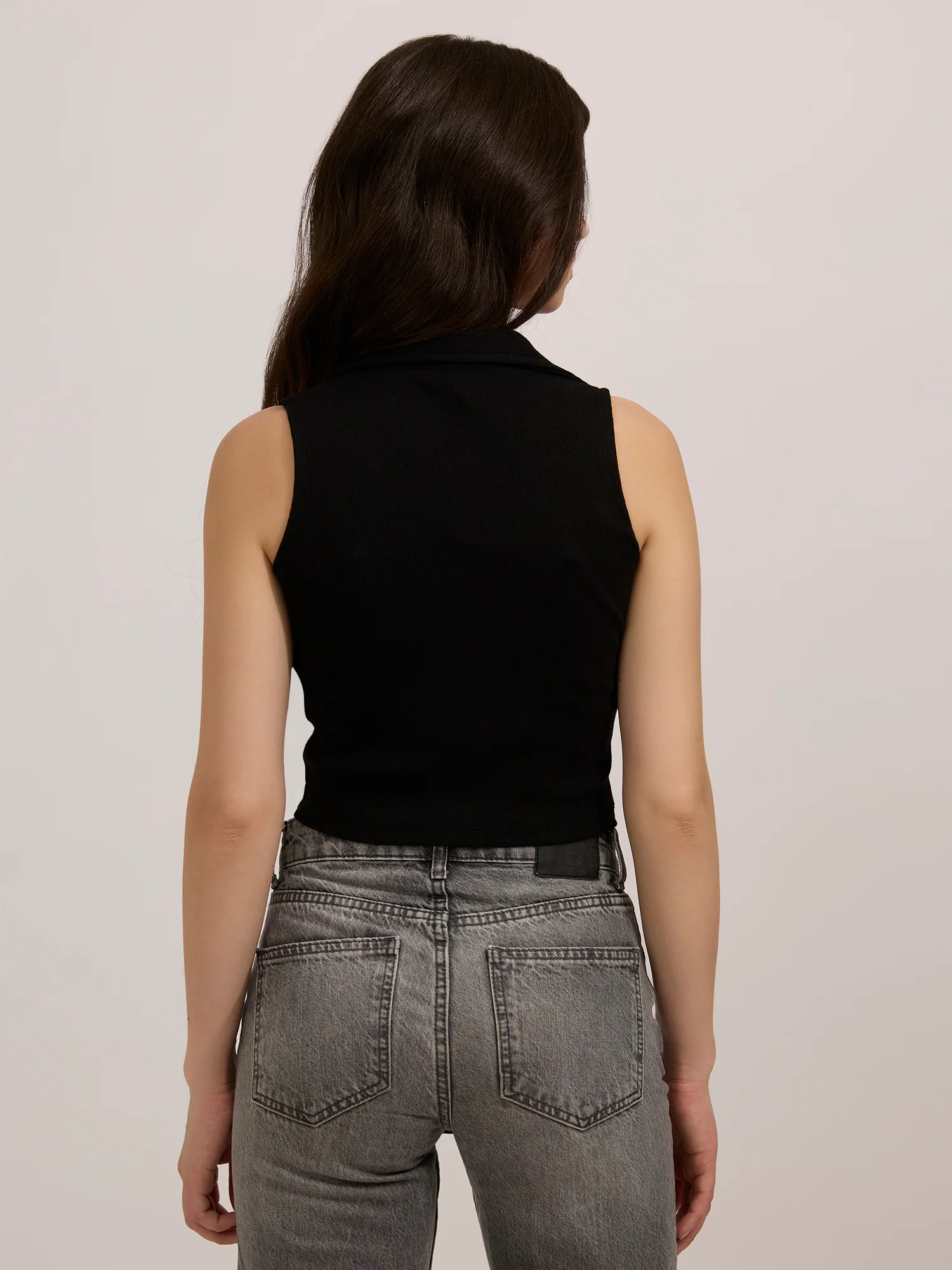 Black Polo Rib Top - Image 2