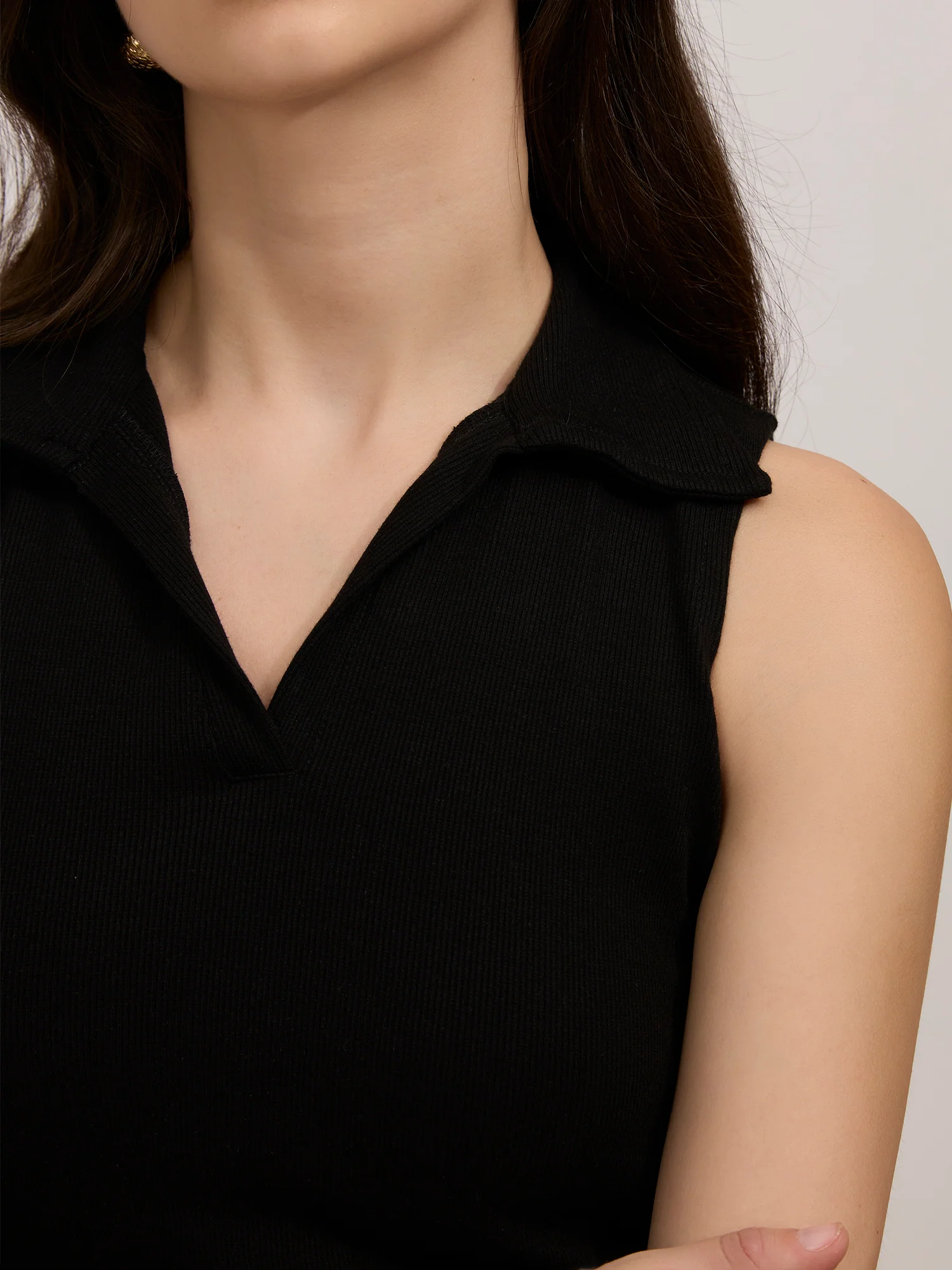 Black Polo Rib Top - Image 5