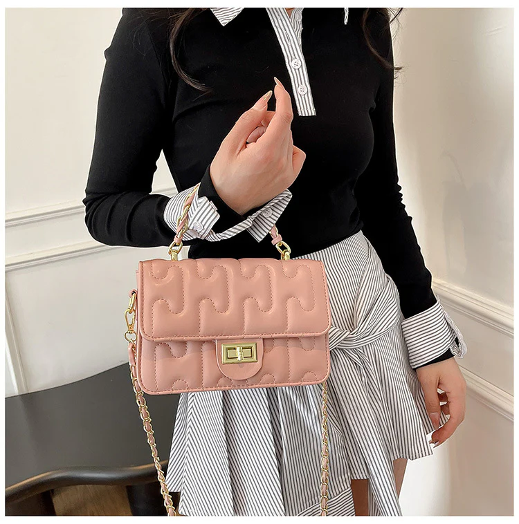 Black Puzzle Curve Crossbody Bag - Image 3