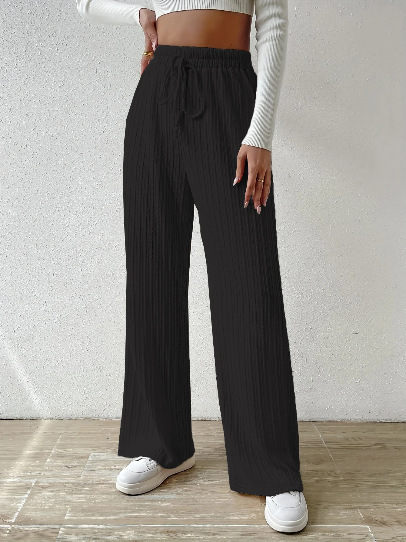 Black Regular Fit Drawstring Joggers