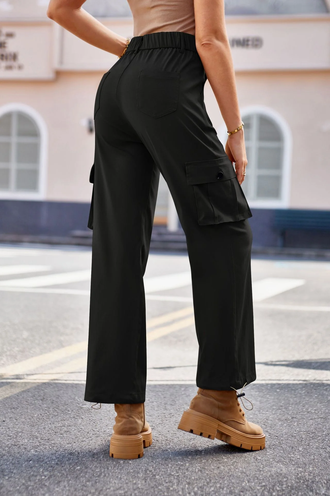 Black Relaxed Fit Cargo Pants - Image 2