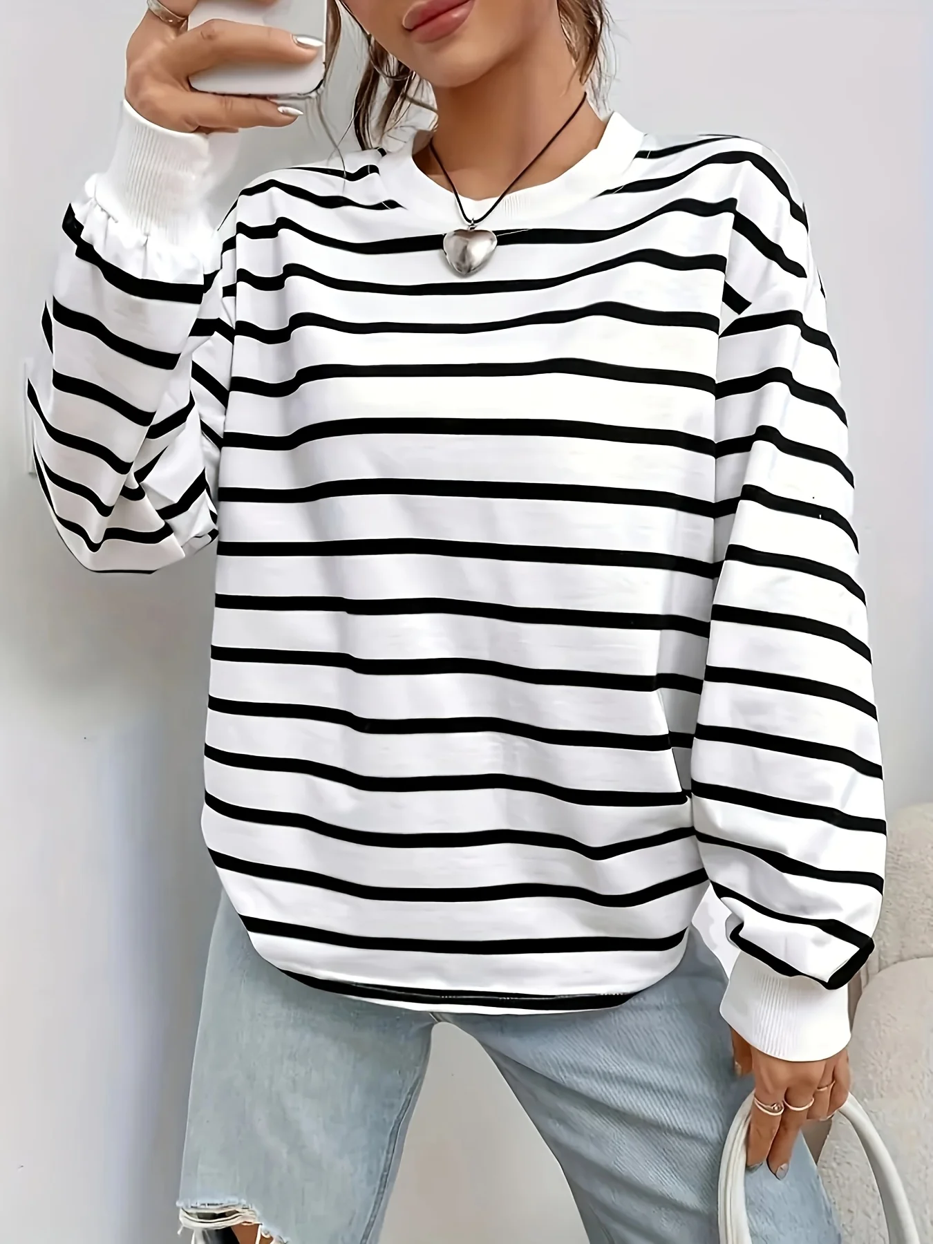 Black Relaxed Striper Sweatshirt - Image 2