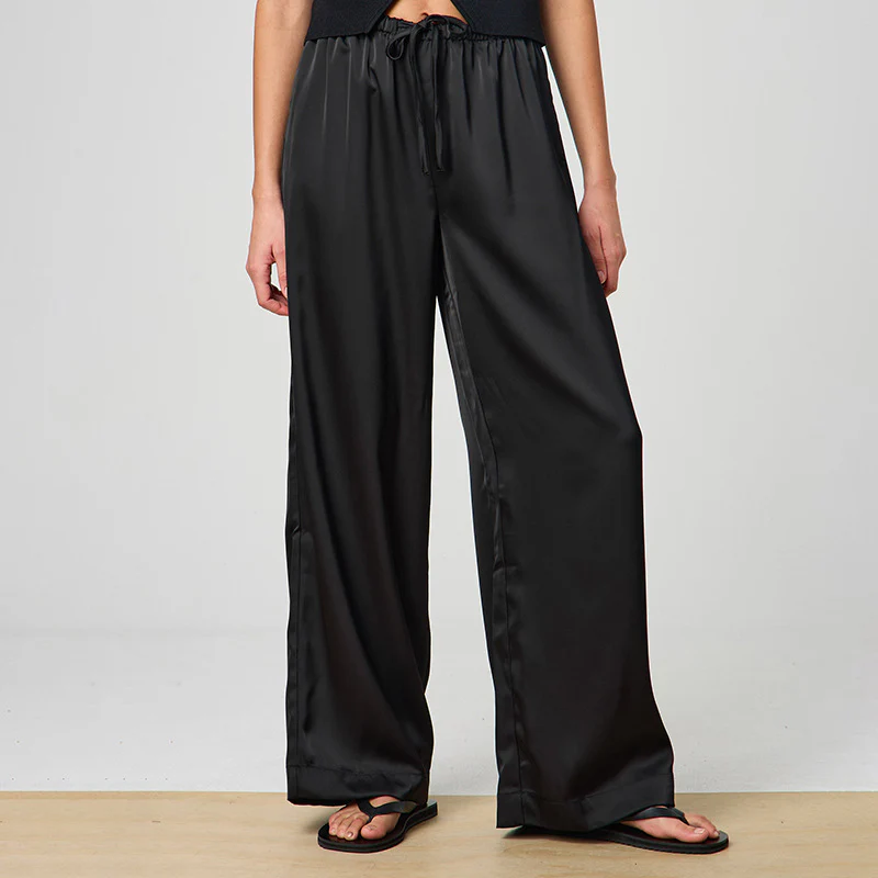 Black Relaxed Wide-Leg Pants - Image 2