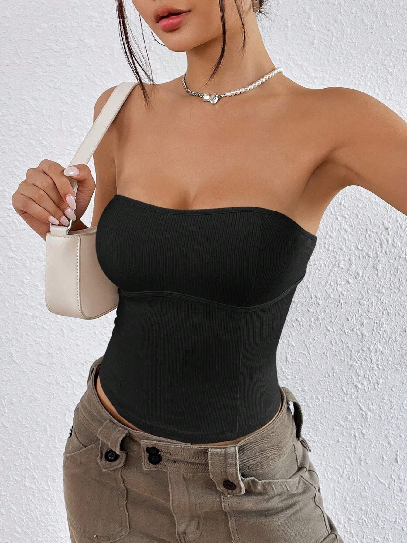 Black Ribbed Tube Top - Image 3