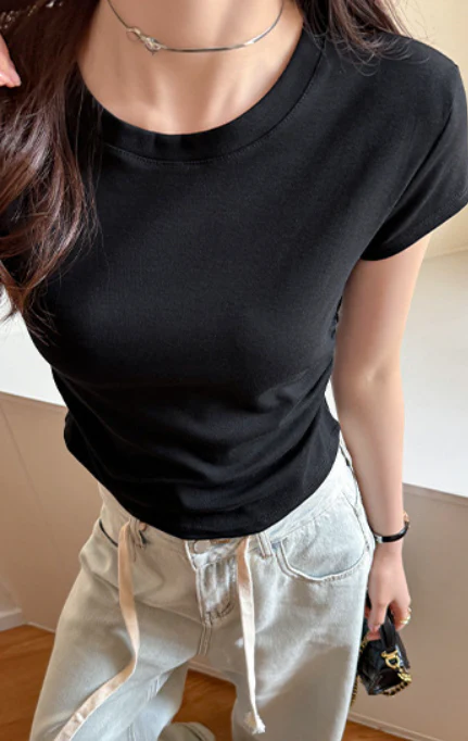 Black Round Neck Regular T-Shirt - Image 3