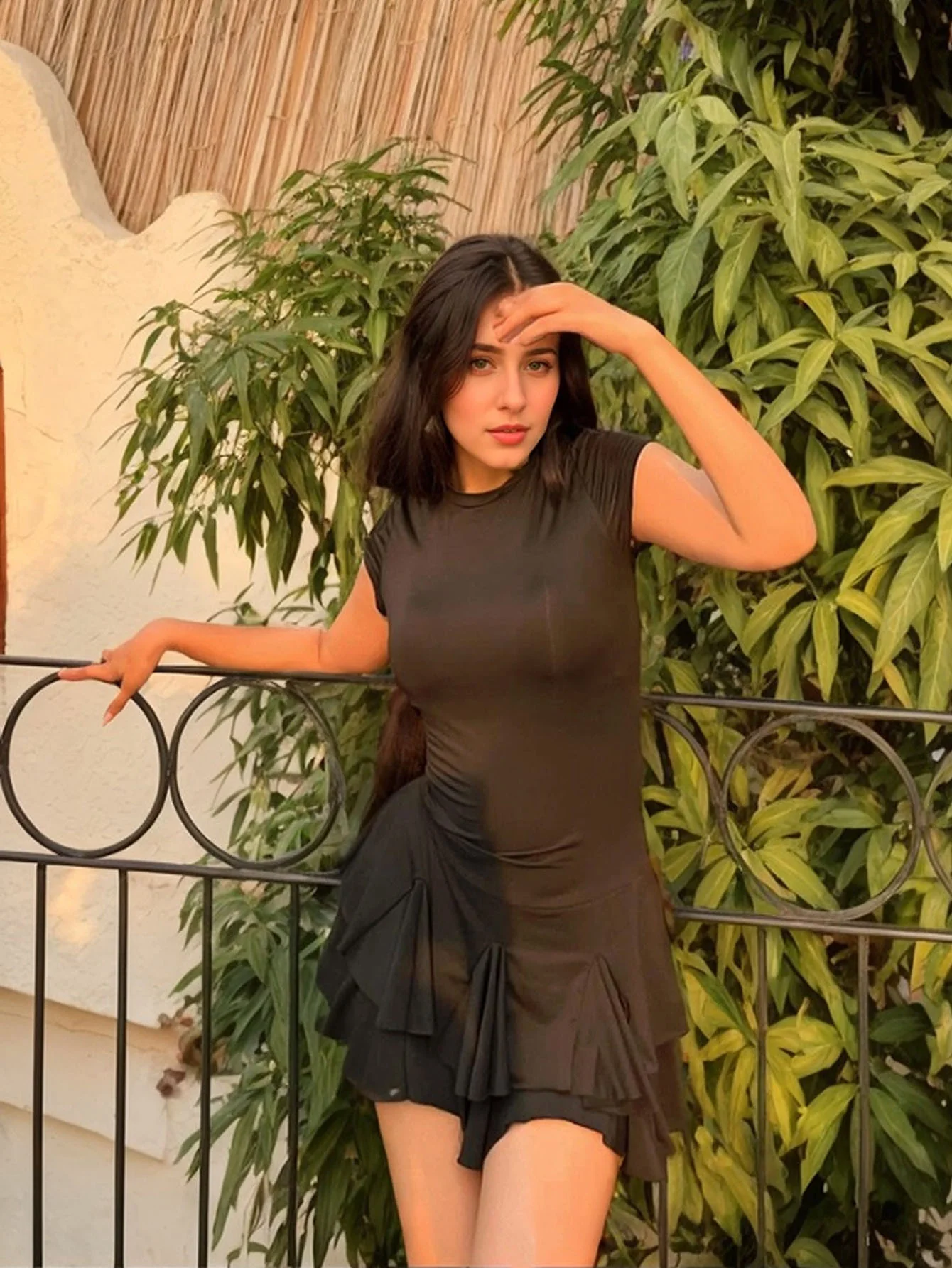 Black Short Sleeve Fringes Attached Dress - Image 4