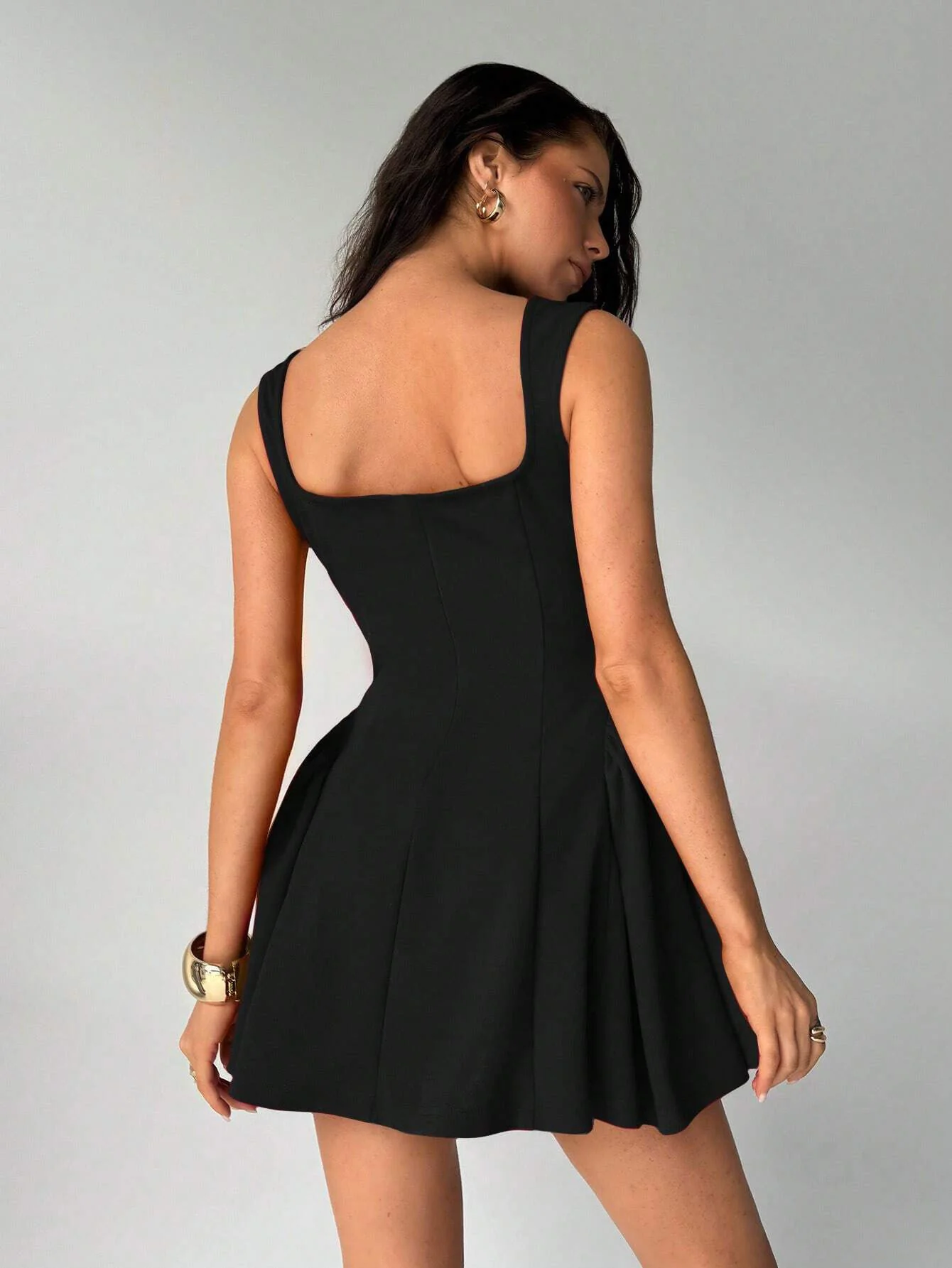 Black Shoulder Strap Corset Style Dress - Image 2