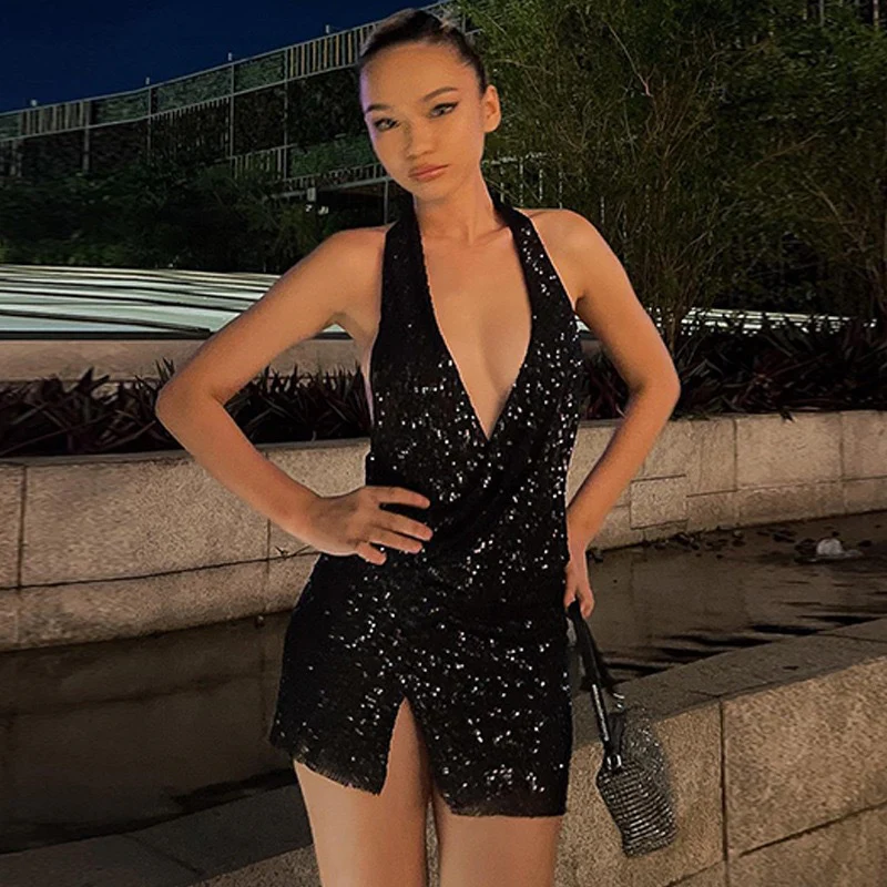 Black Sleeveless Embellished Mini Dress - Image 2