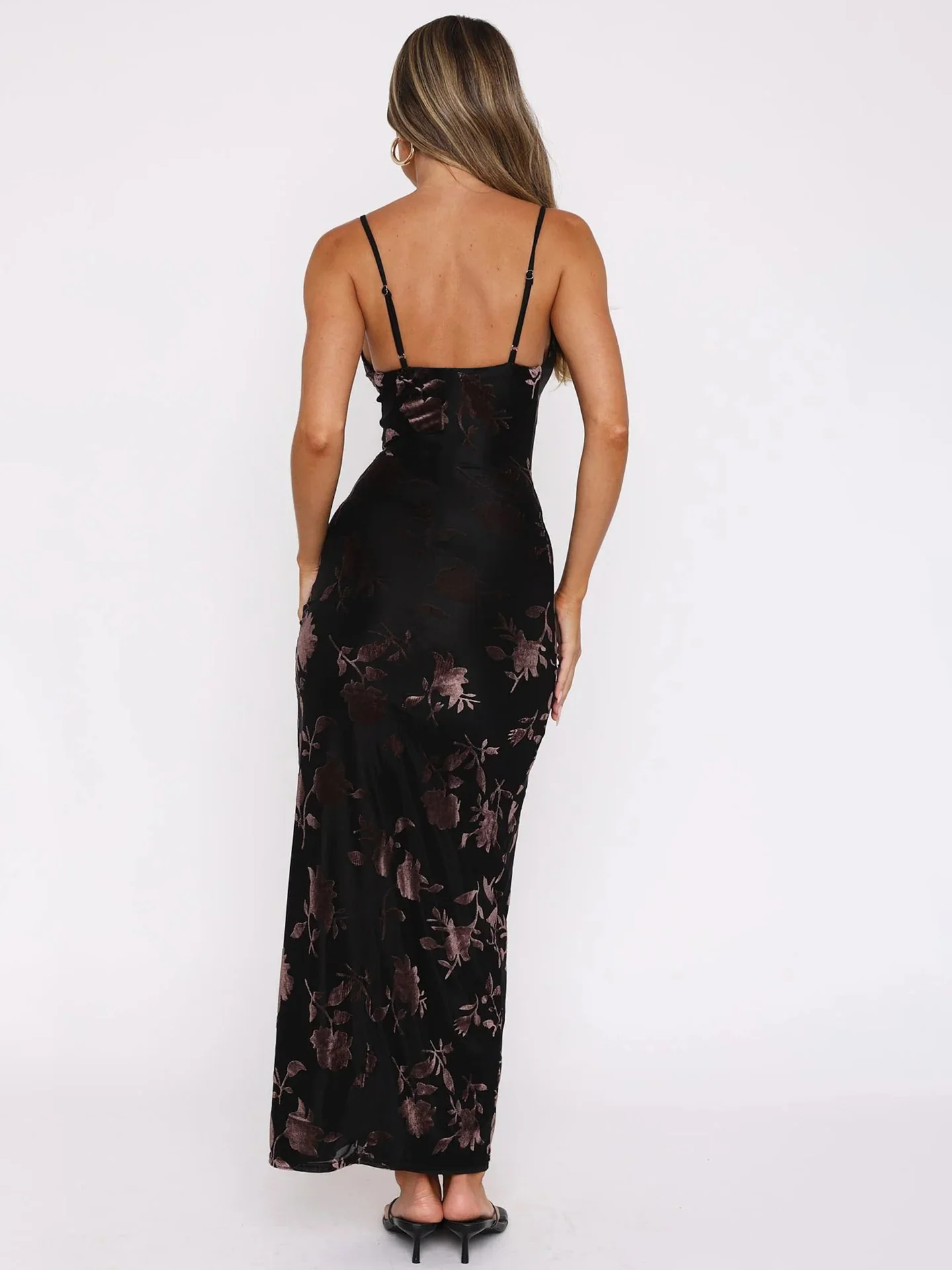 Black Sleeveless Floral Printed Dress - Image 3