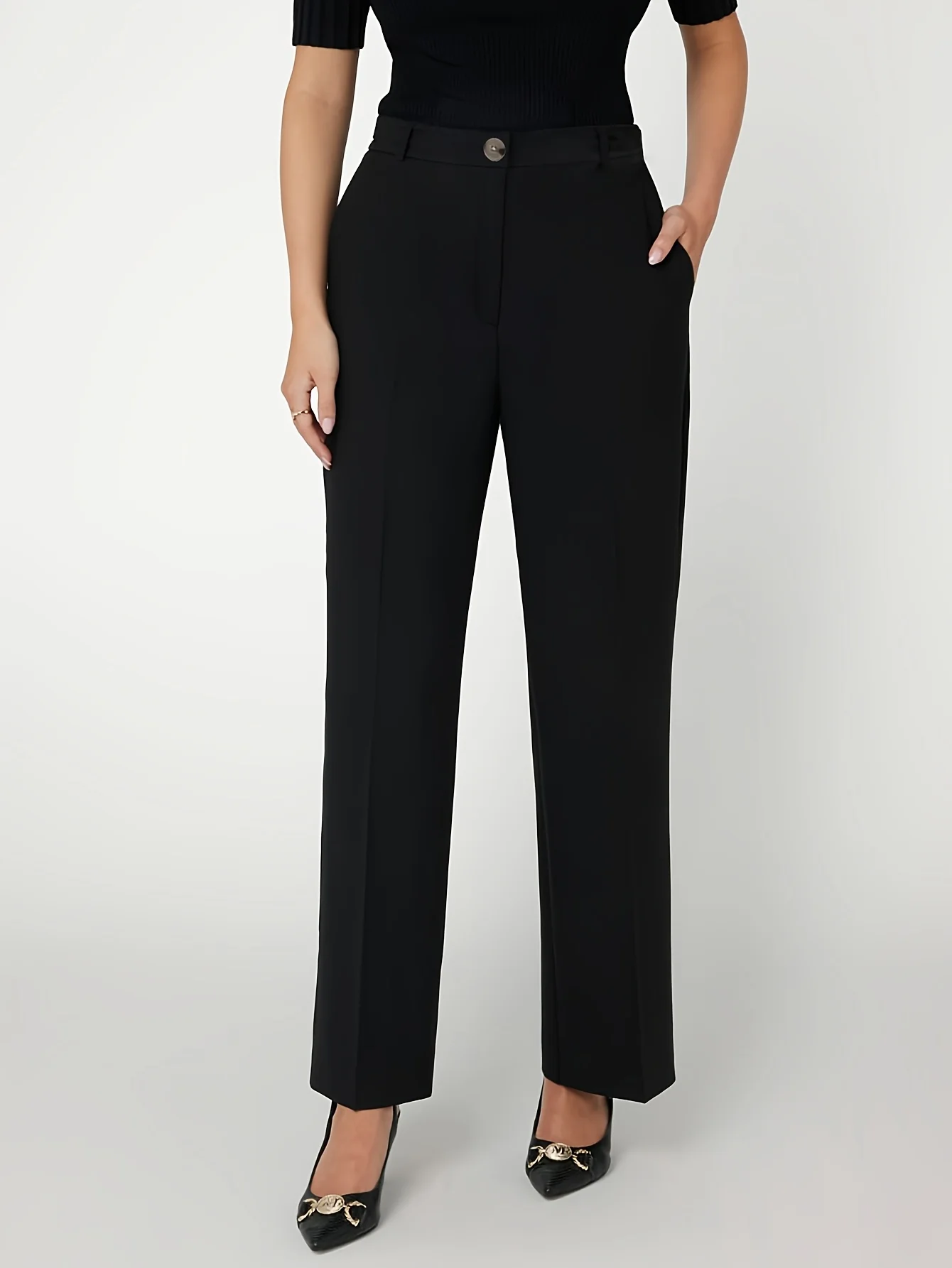 Black Slim Fit Straight Pant
