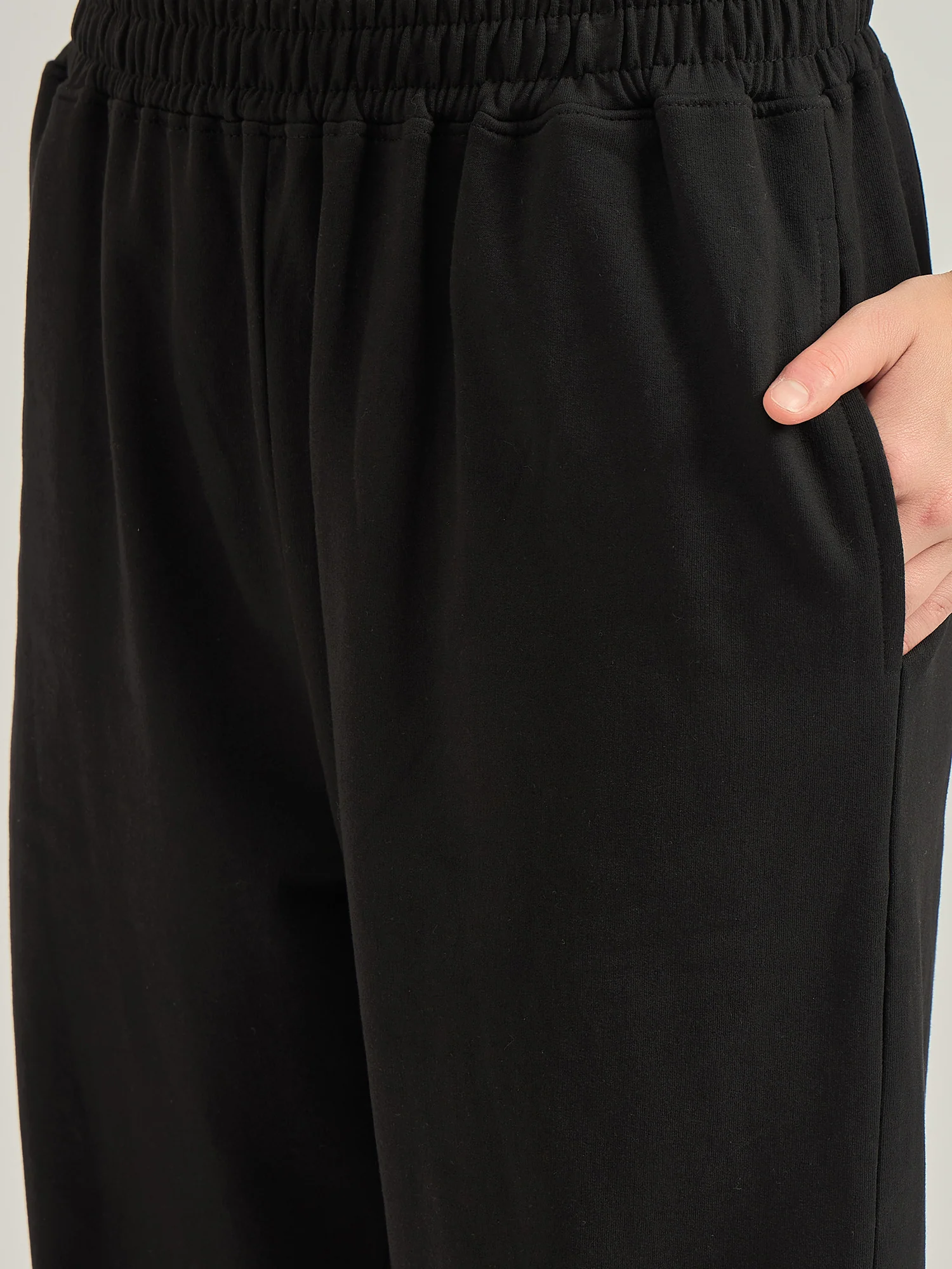 Black Solid Basic Wide Leg Sweatpants - Image 5