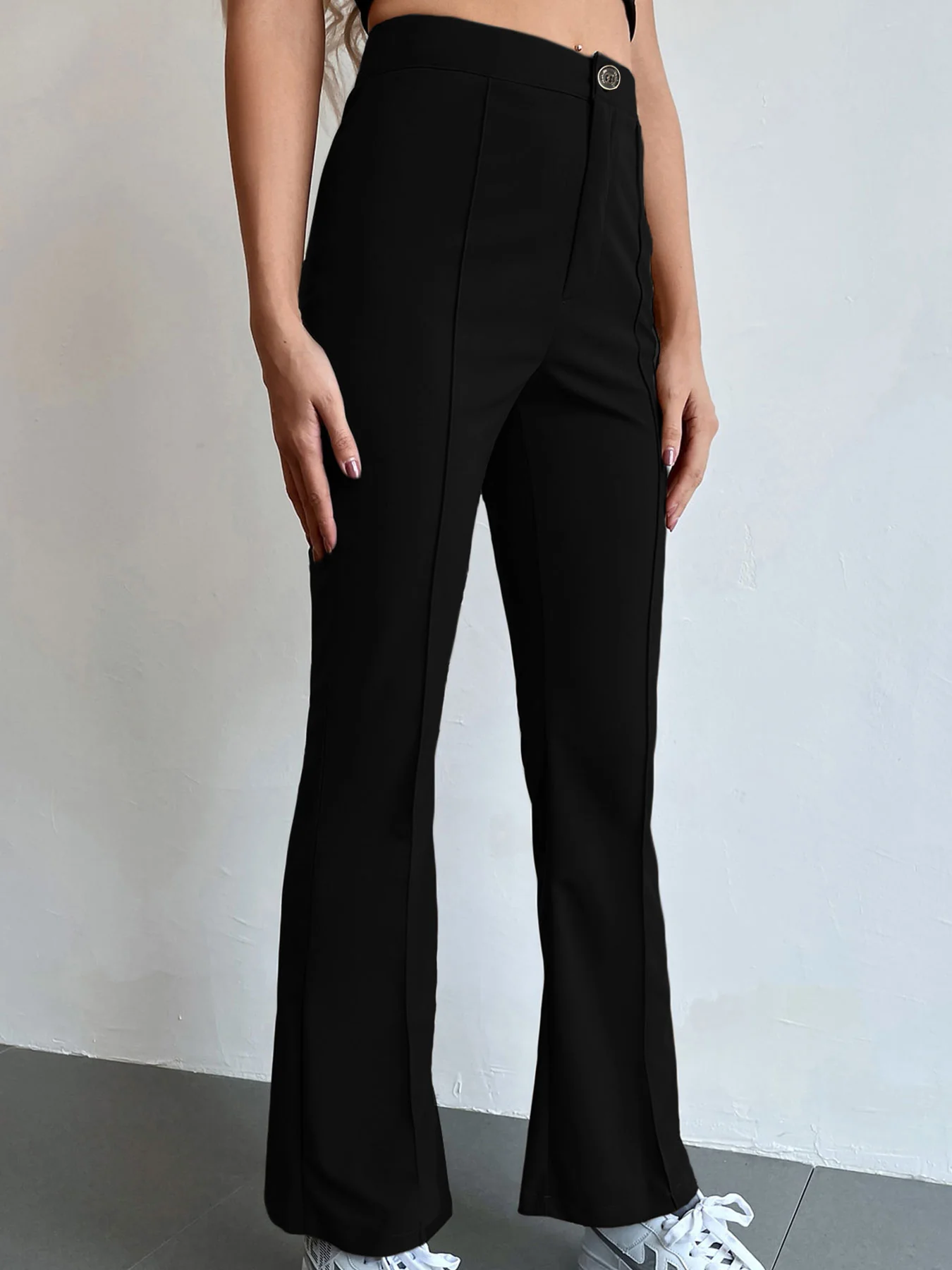 Black Solid Flared Trouser - Image 2