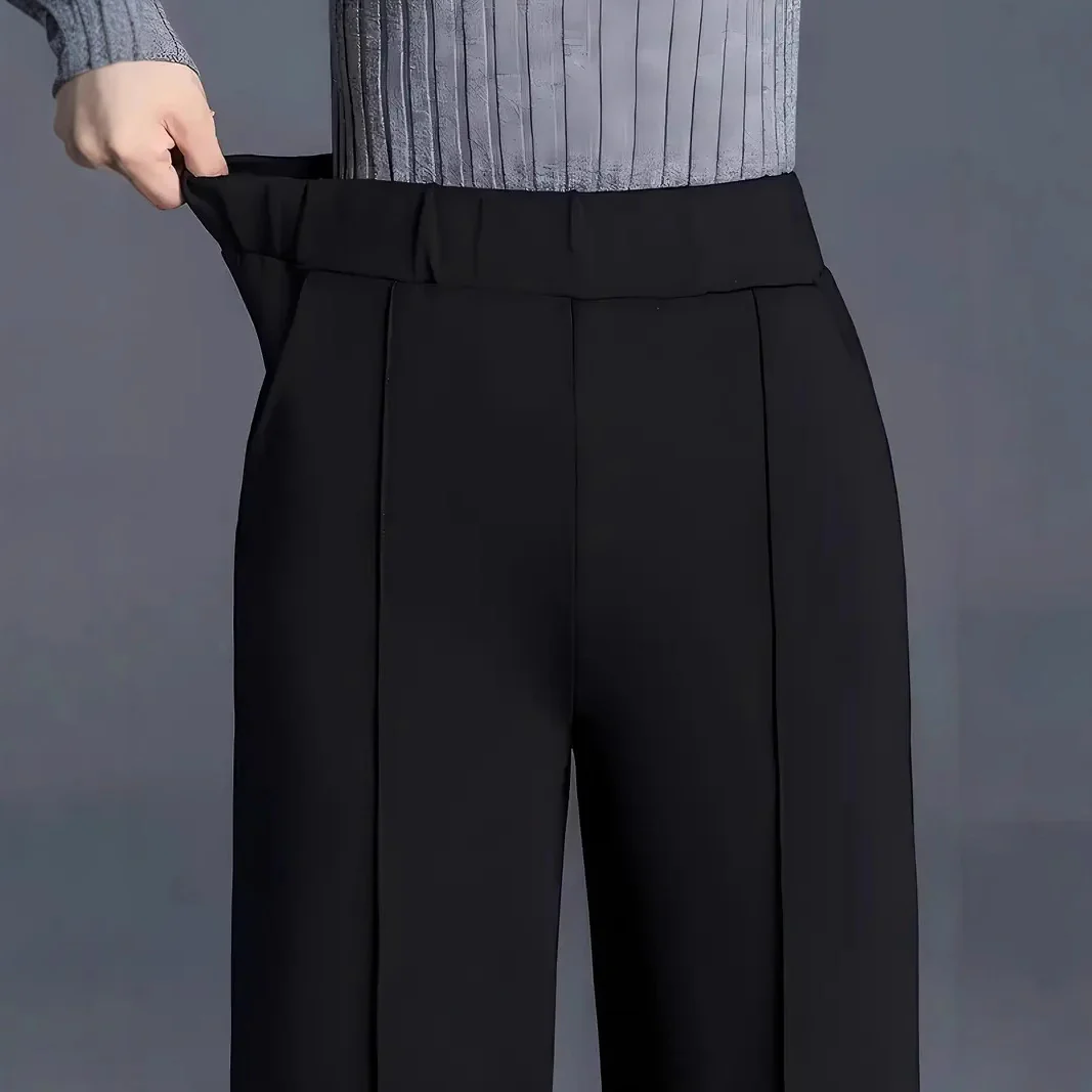 Black Solid Wide Leg Pant - Image 4