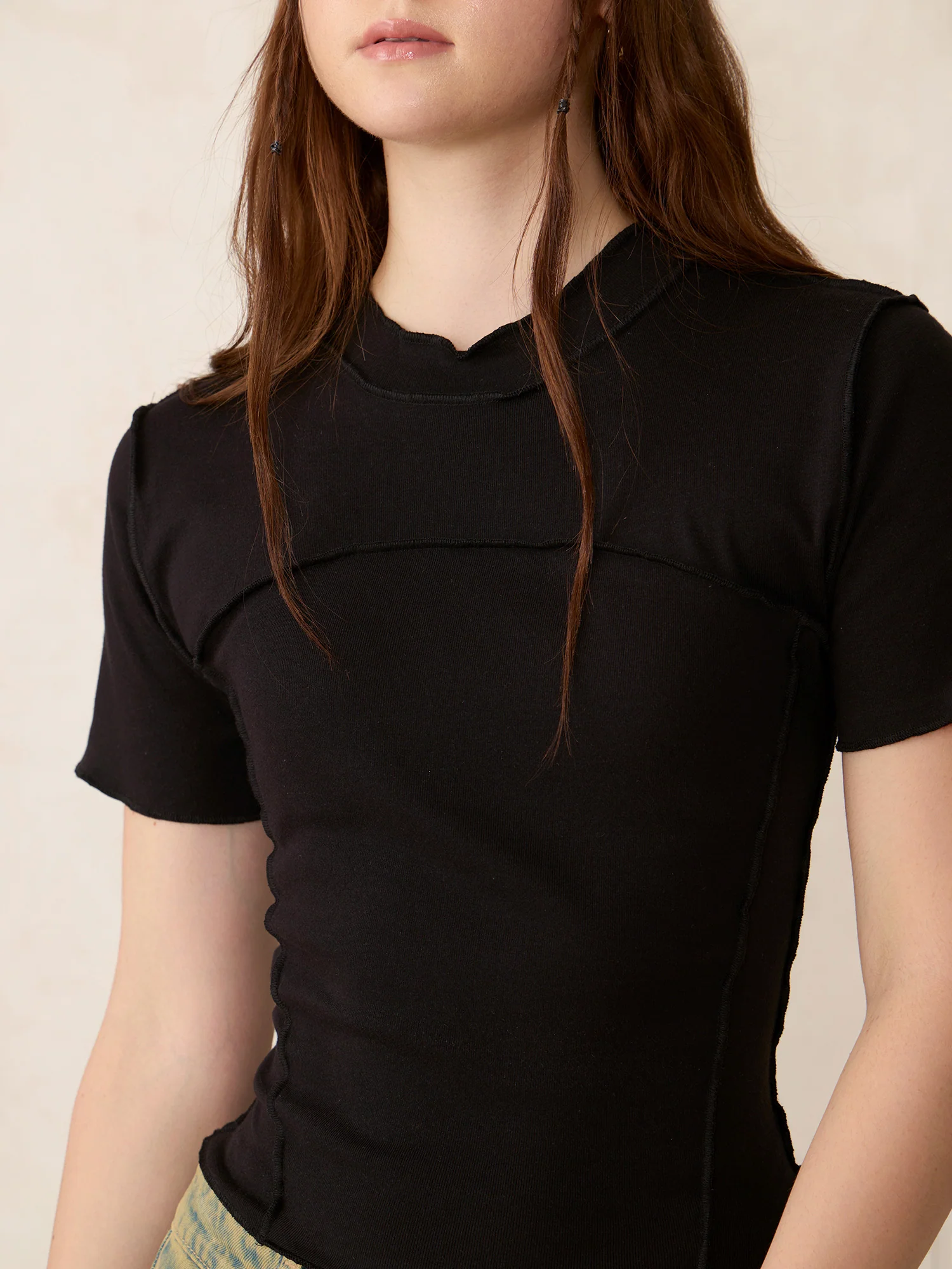Black Stitch Detail Knit Top - Image 4