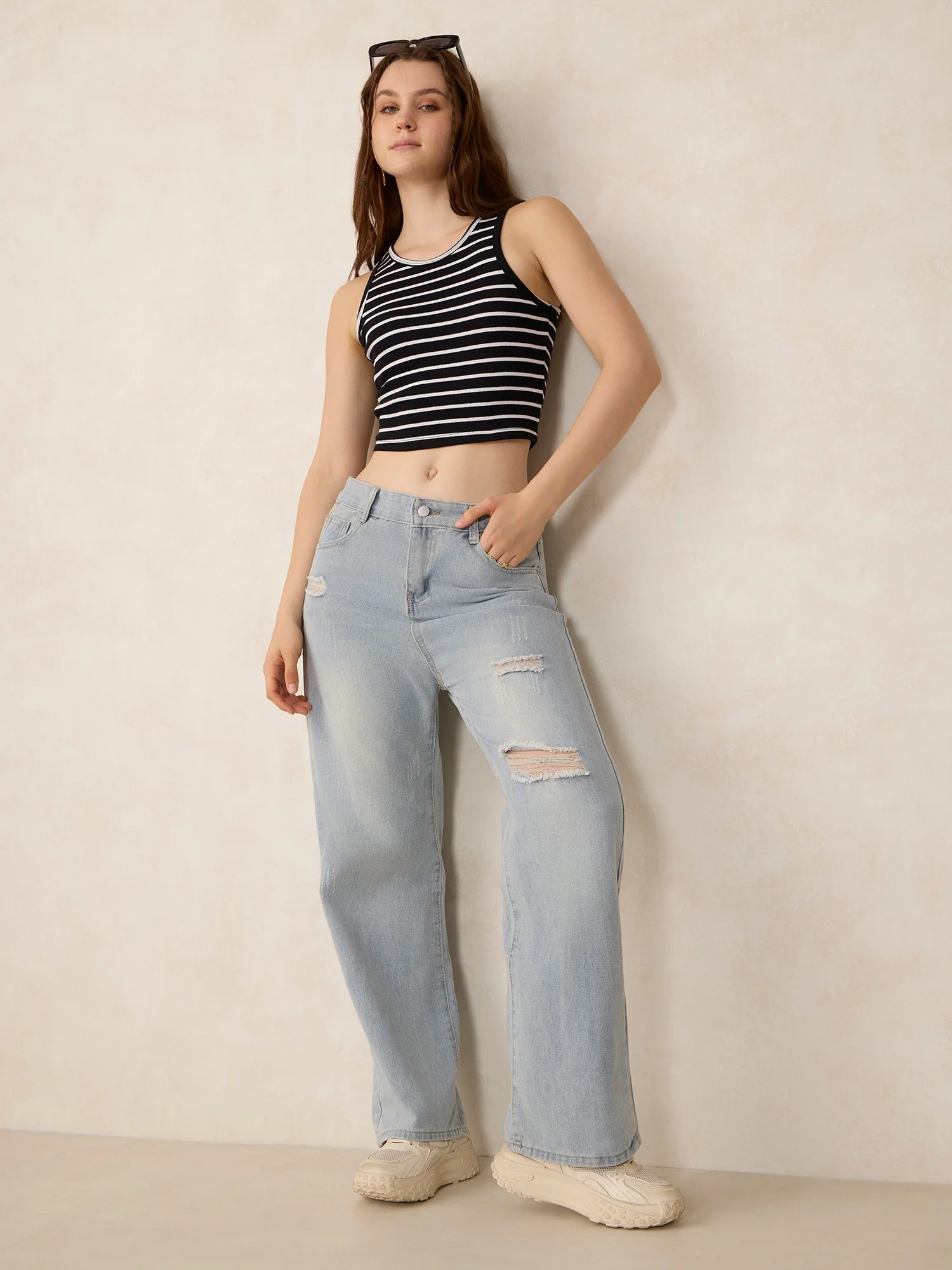 Black Striped Ribbed Tank - Image 4