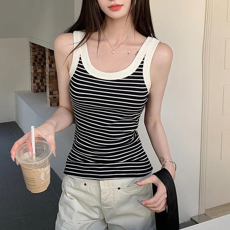 Black Tank Top With Stripes - Image 3