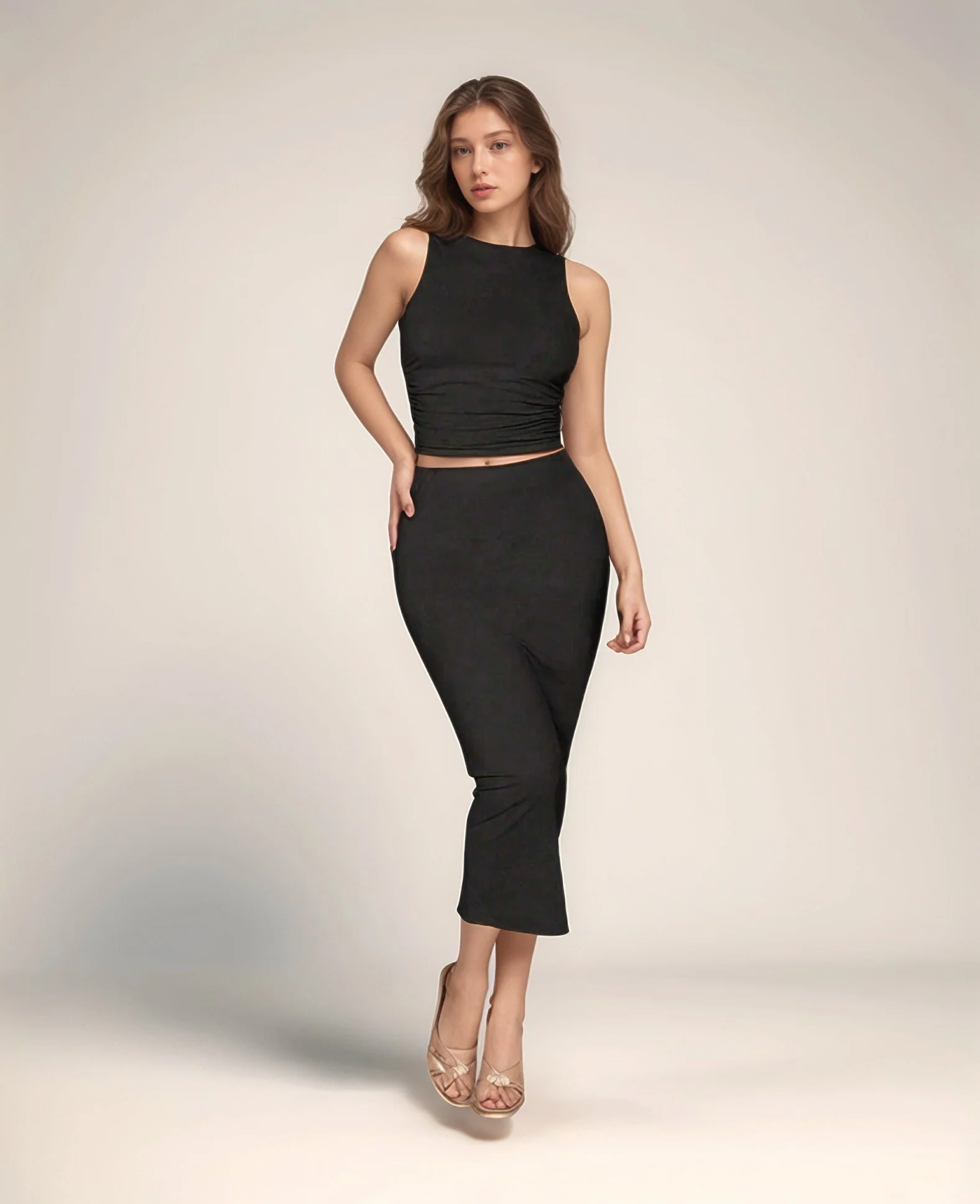 Black Top and Midi Skirt Co-Ord Set - Image 3
