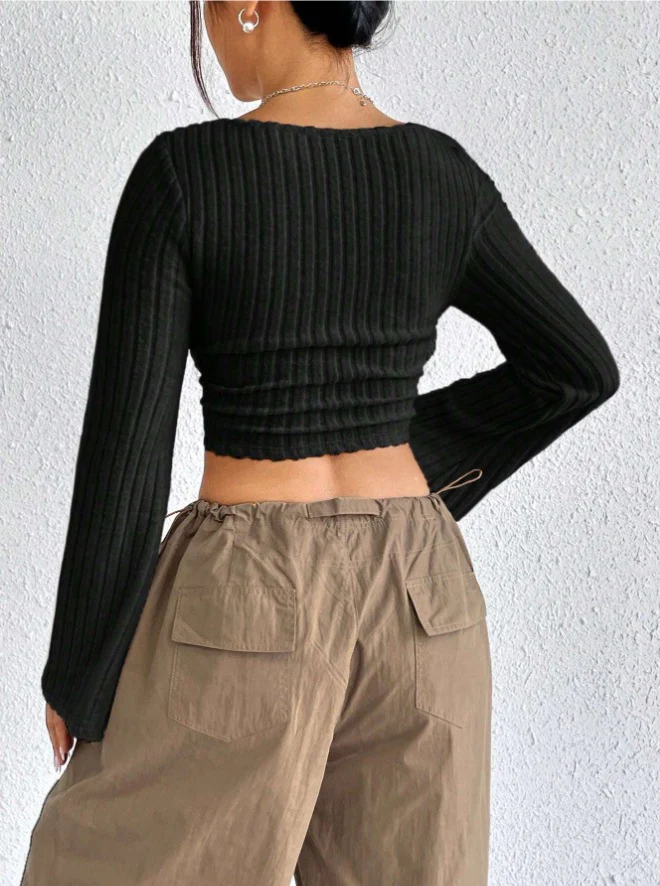 Black Top With Bell Sleeves - Image 2