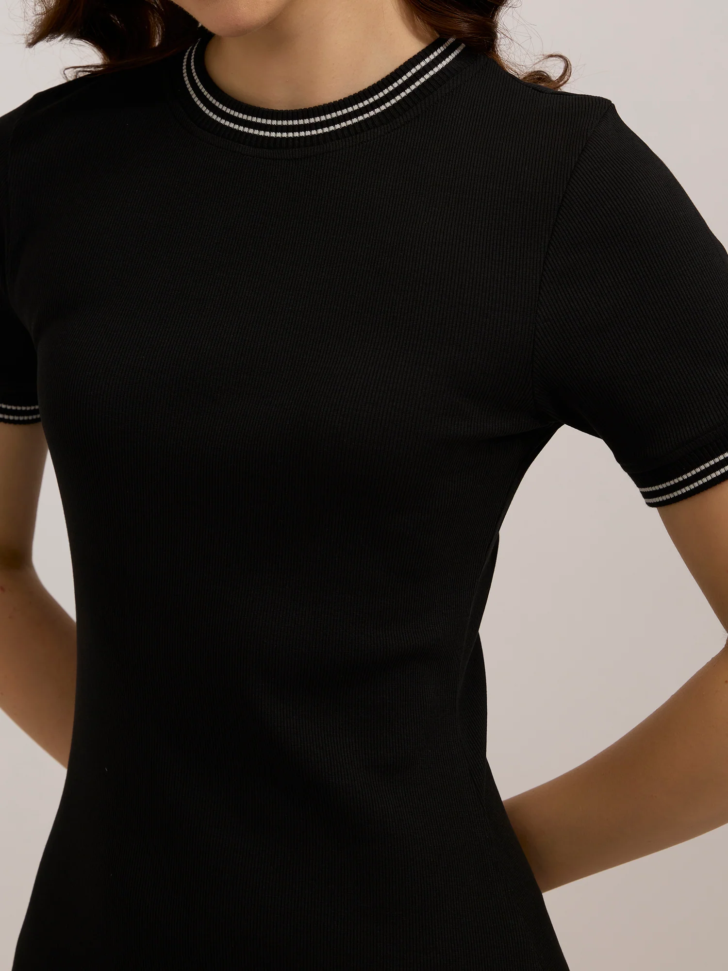Black Varsity Ribbed Bodycon Dress - Image 6