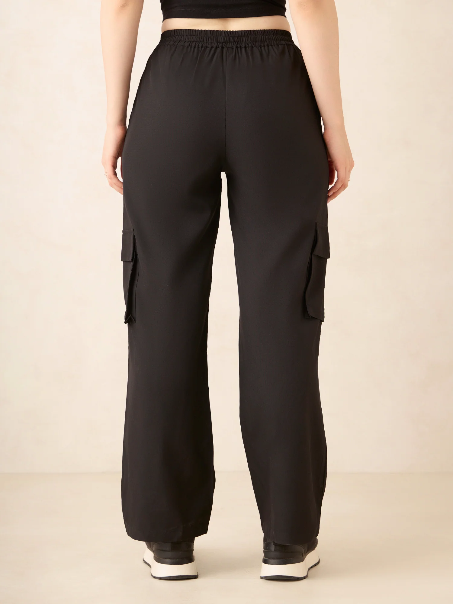 Black Wide Leg Parachute Pants - Image 2
