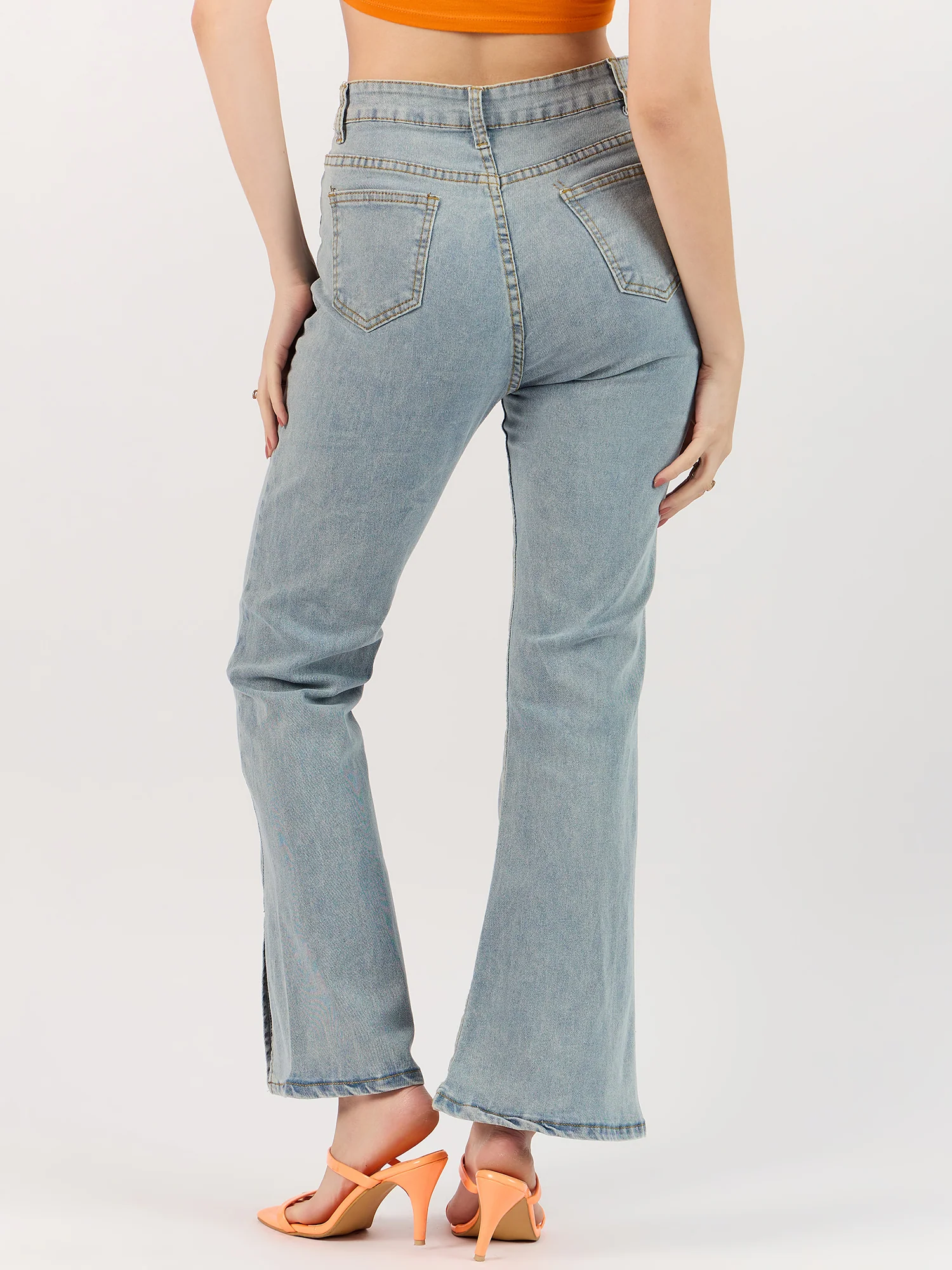 Light Blue Jeans with Cut-Out Details - Image 2