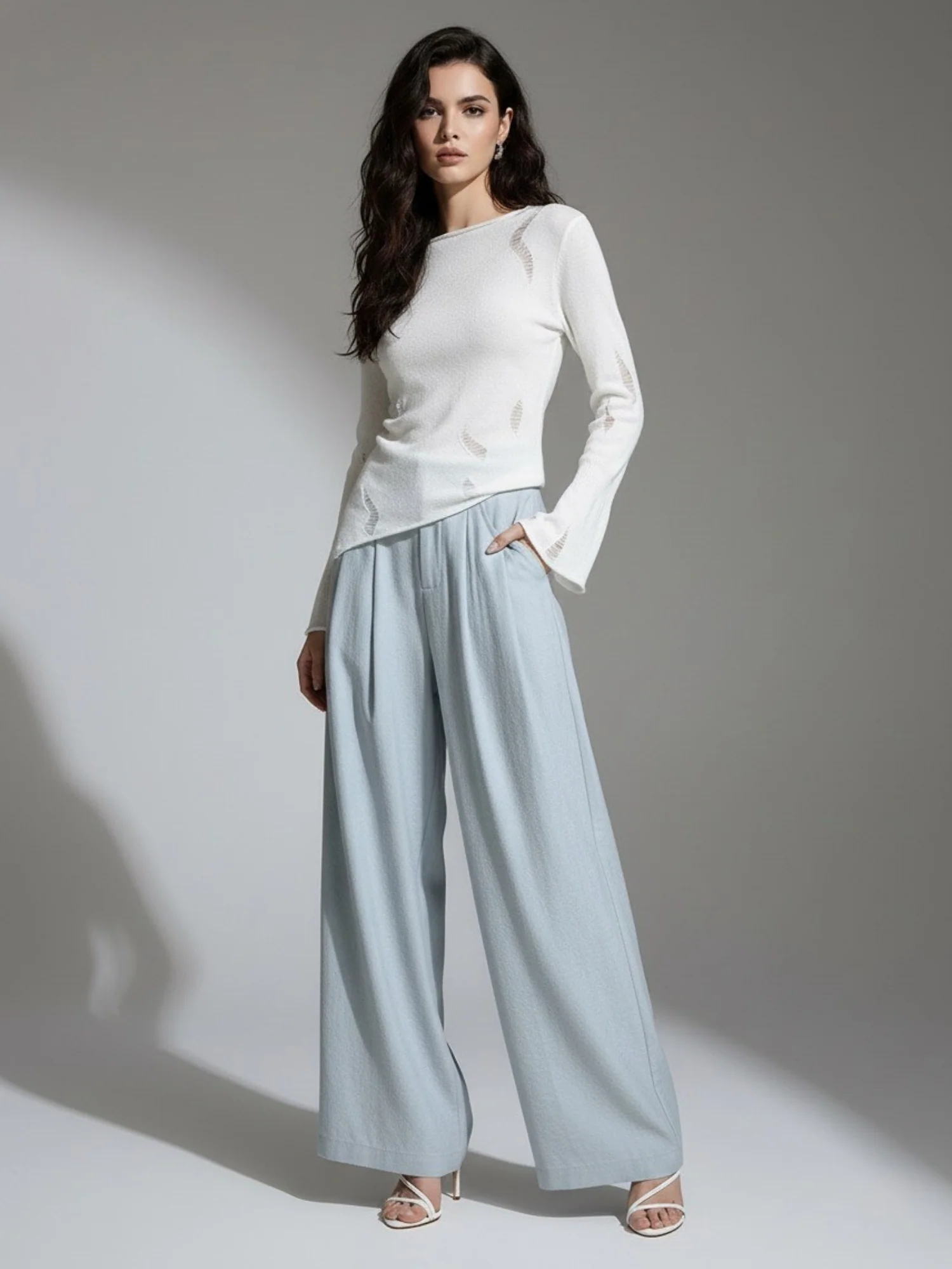 Blue Baggy Fit Pleated Pants - Image 2