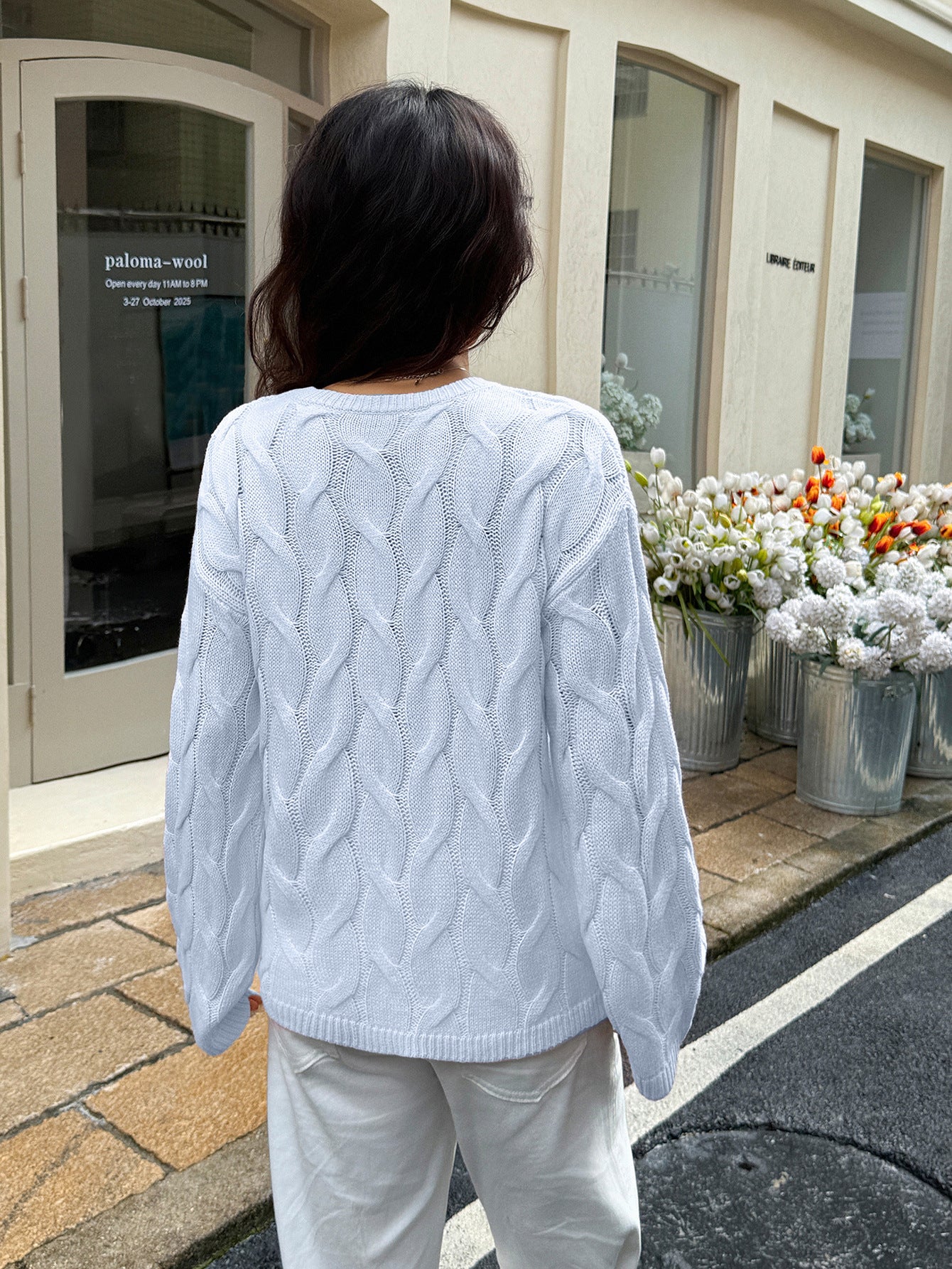 Blue Cable Textured Sweater - Image 2