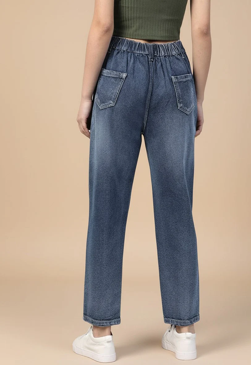 Blue Distress Effect Denim Jeans - Image 2