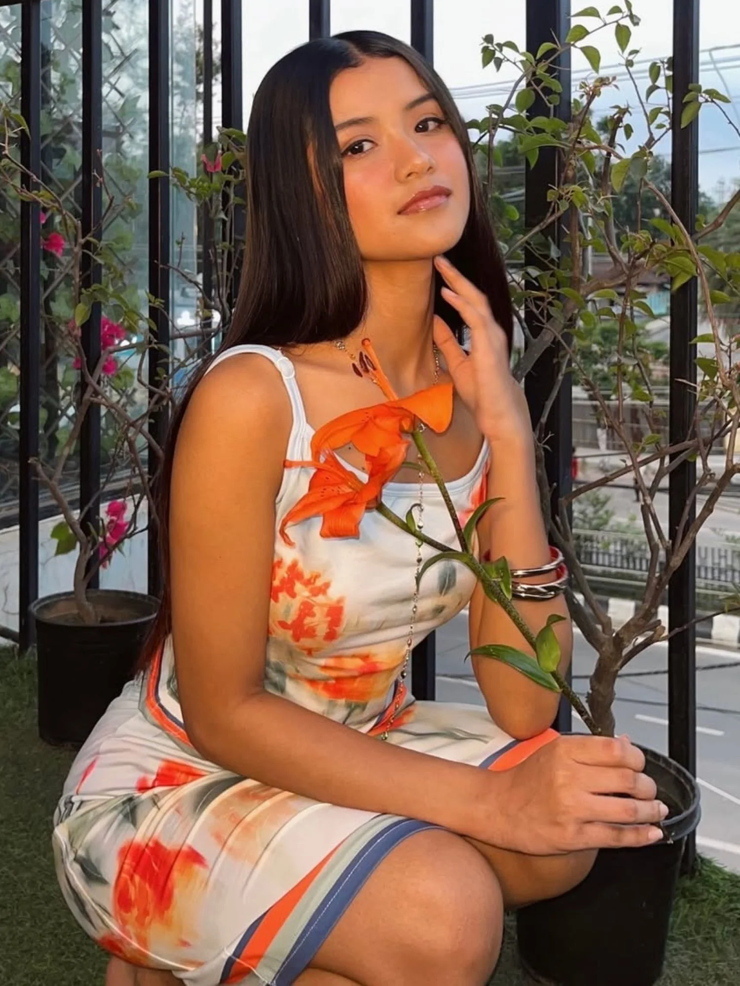 Orange Floral Print Coord Set - Image 2