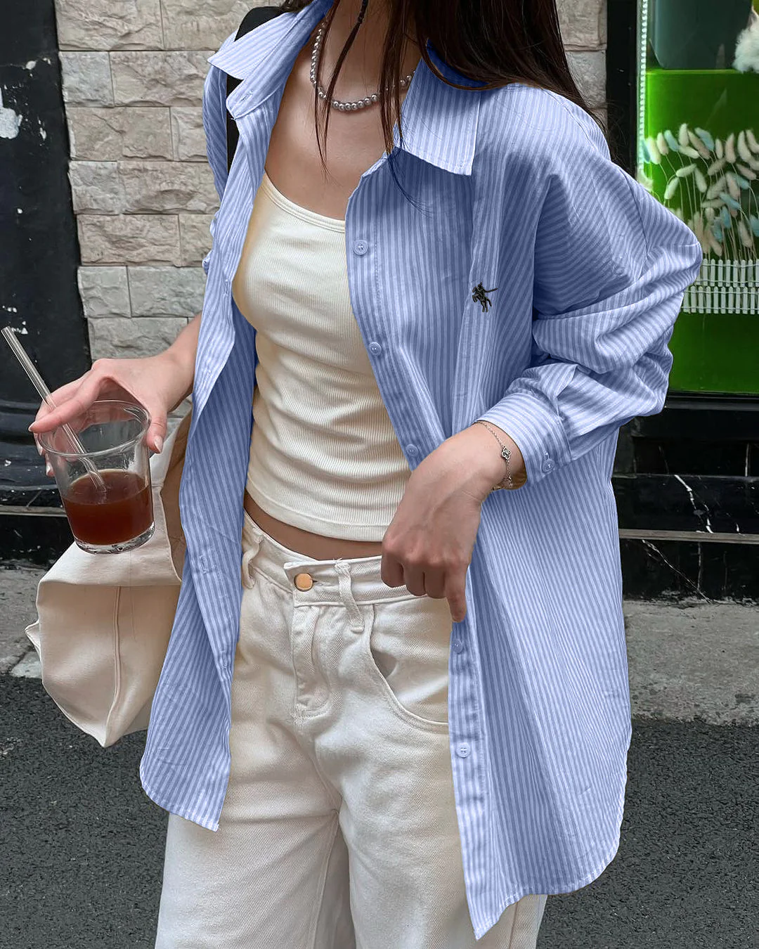 Blue Full Sleeve Striped Button Down Collared Shirt - Image 3