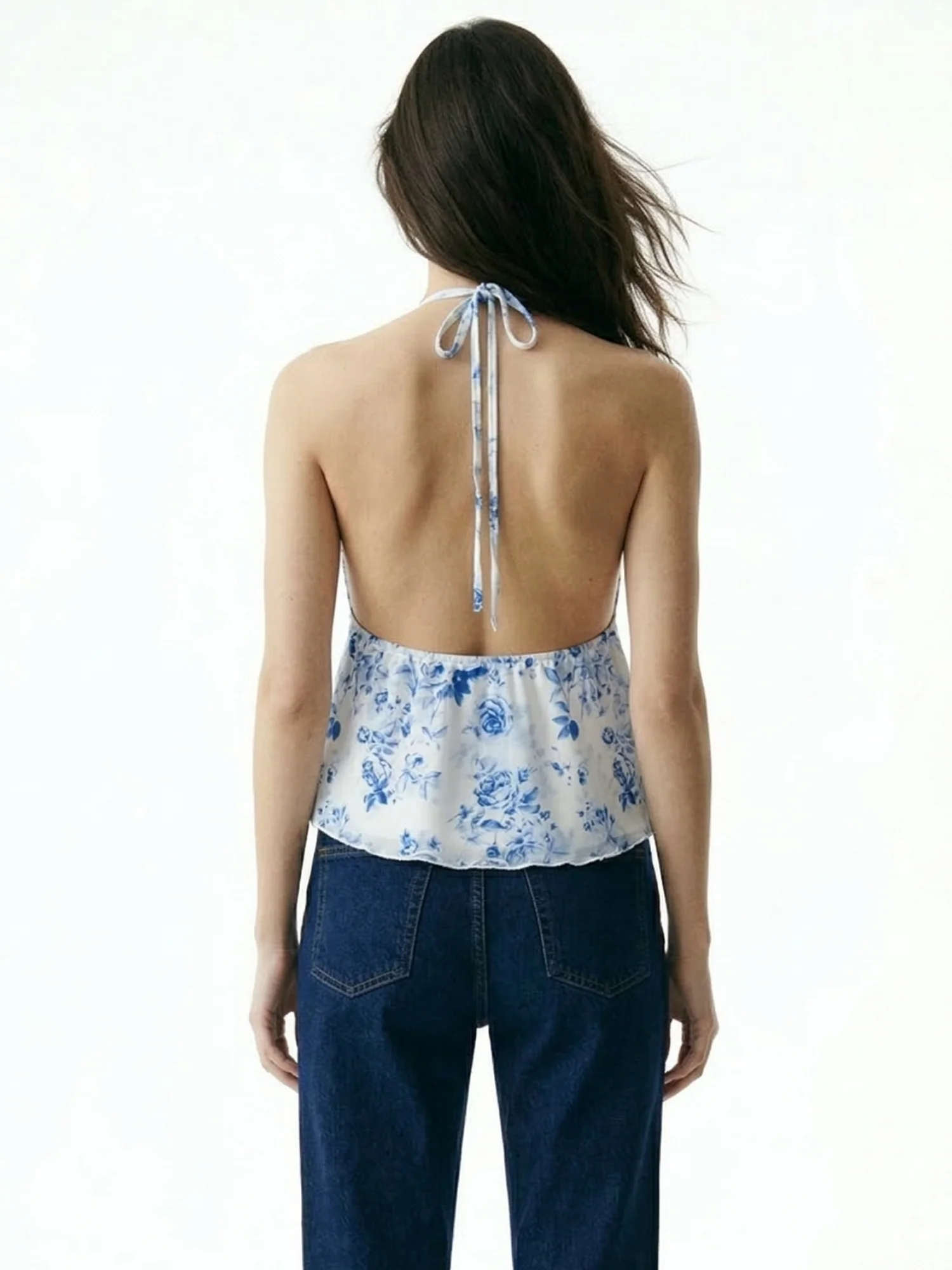 Blue Halter Neck Empire Waist Line Top - Image 4