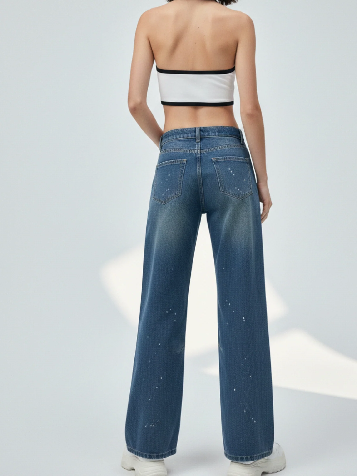 Blue High Waist Printed Jeans - Image 2