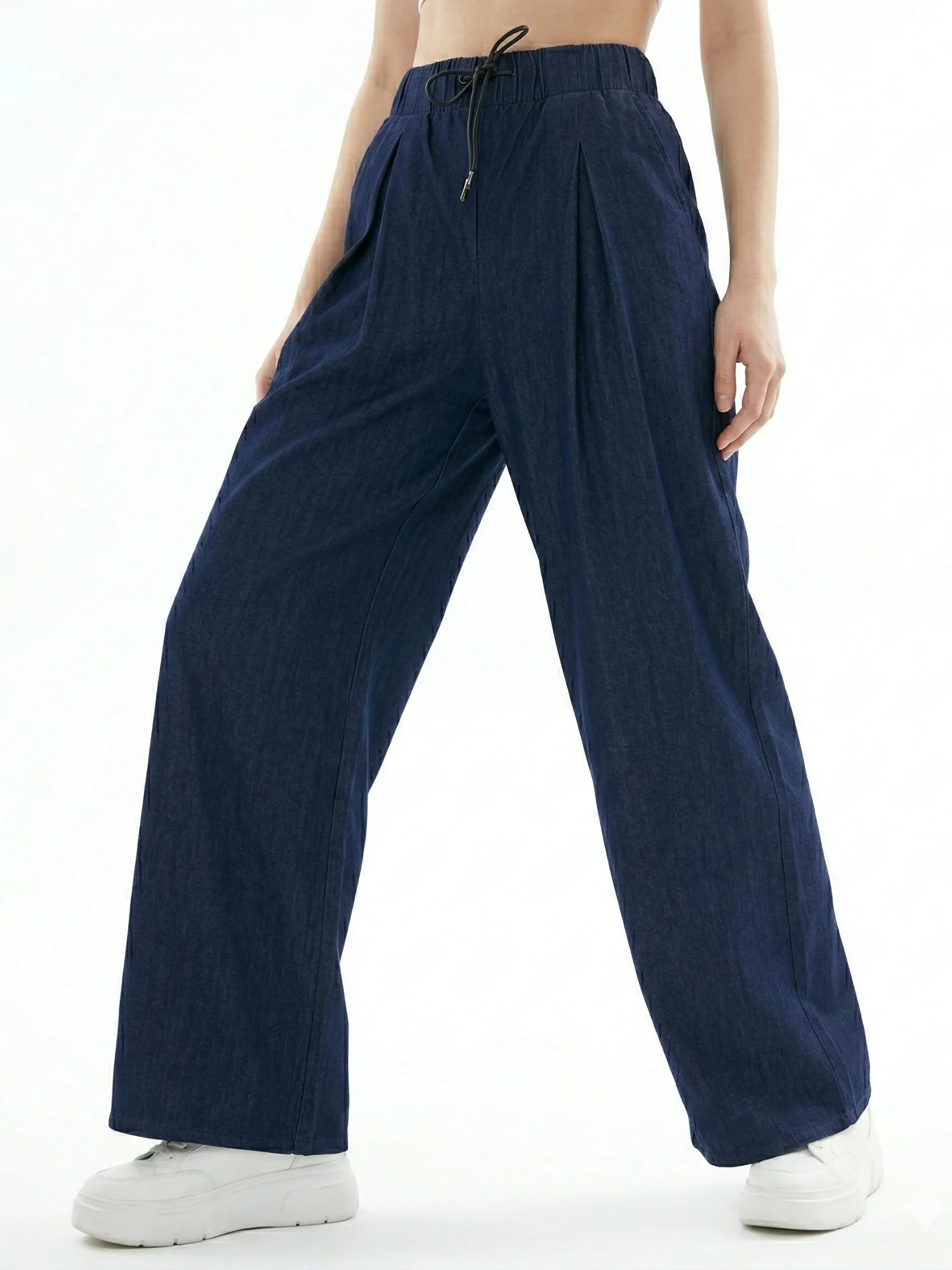 Blue High Waist Wide Leg Pant - Image 3
