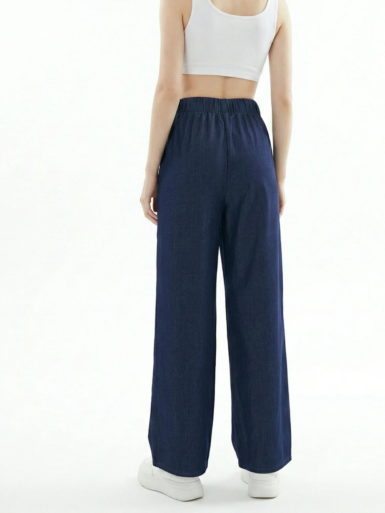 Blue High Waist Wide Leg Pant - Image 5