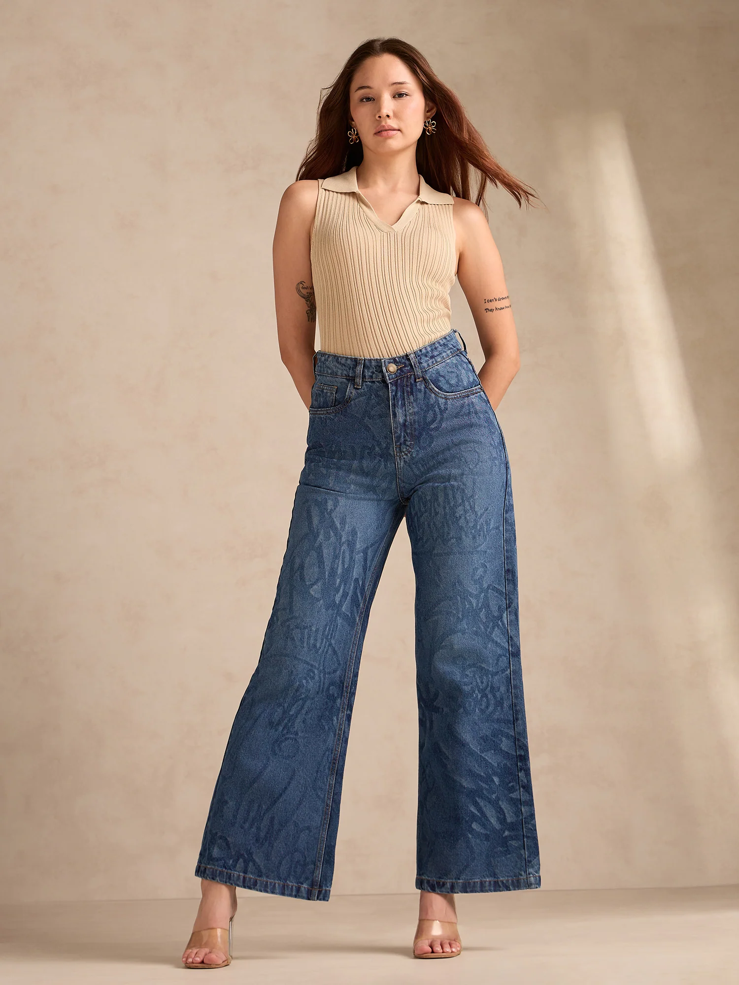Blue Mid-Wash Straight Fit Jeans - Image 4