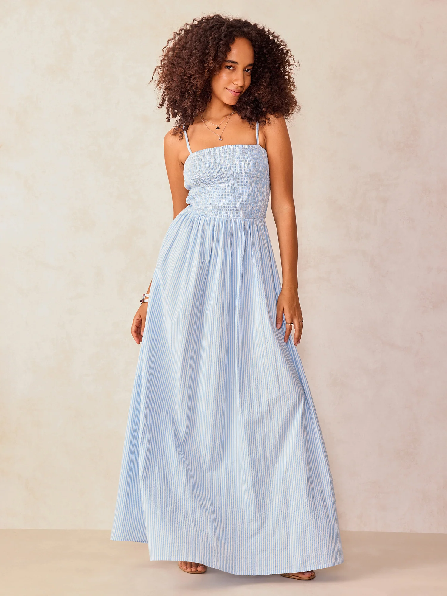 Blue Noodle Strap Fit & Flare Dress - Image 3