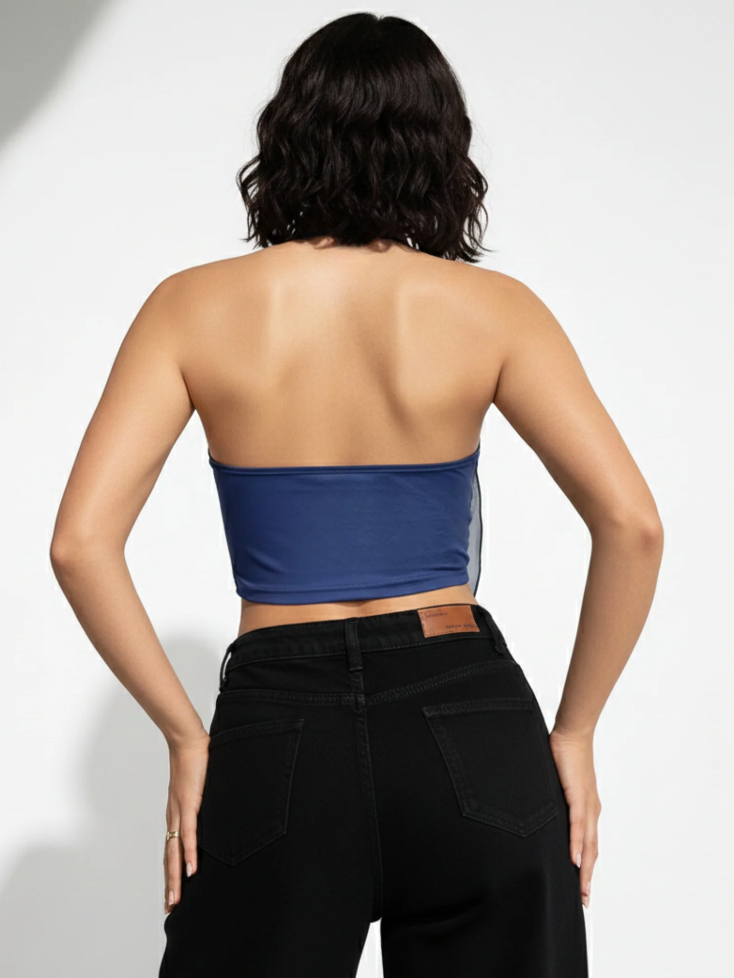 Blue Printed Cowl Neck Halter Camisoles - Image 4