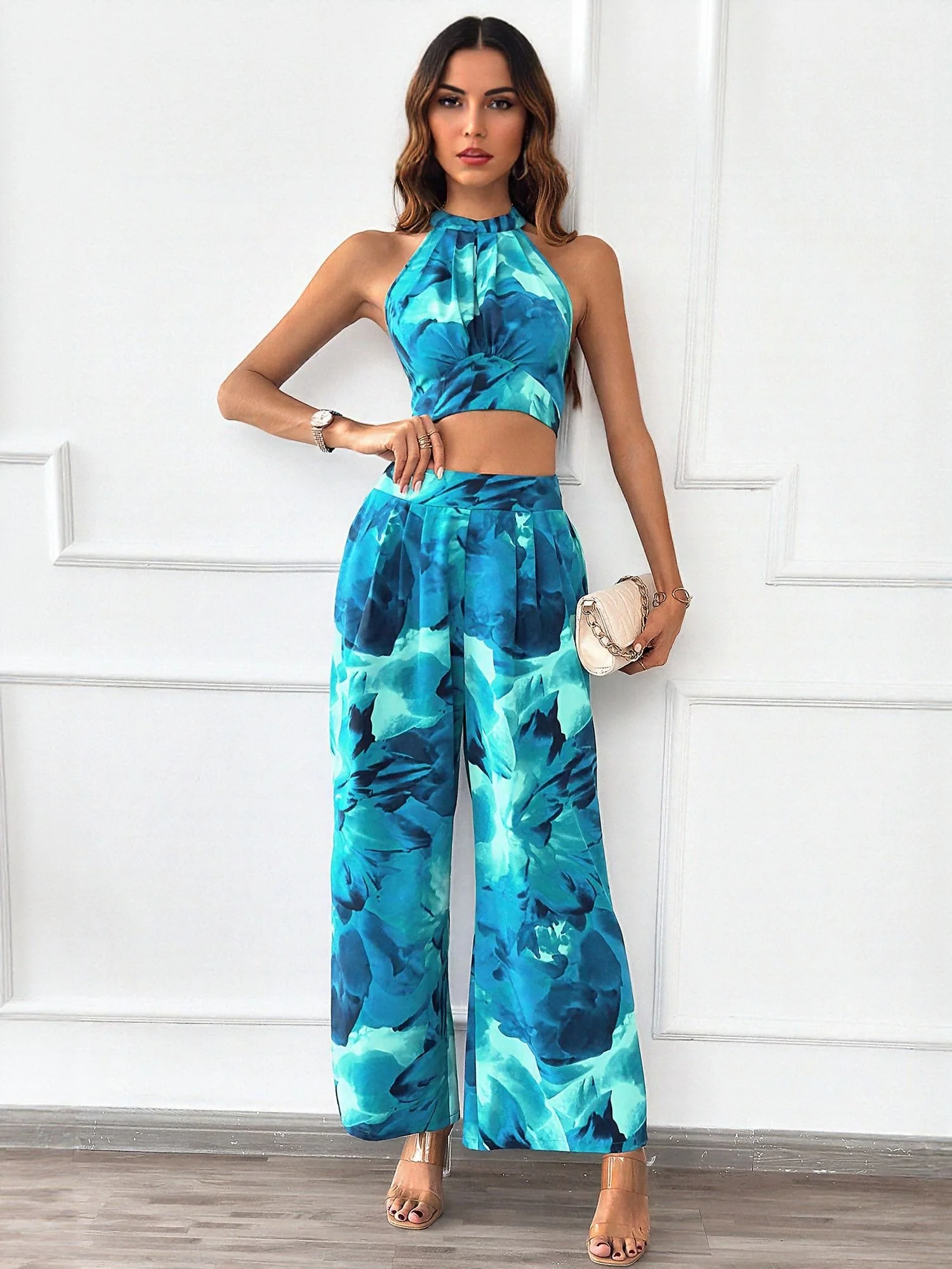 Blue Printed Top And Pant Co-Ord Set - Image 3