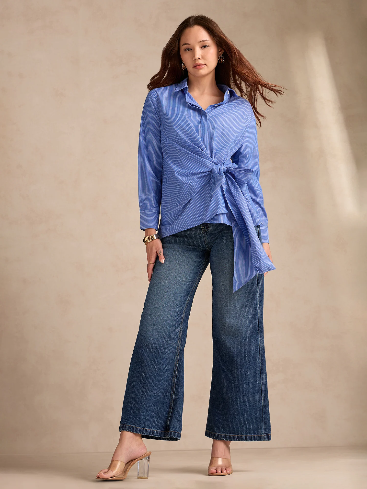 Blue Side Knot Detailing Shirt - Image 3