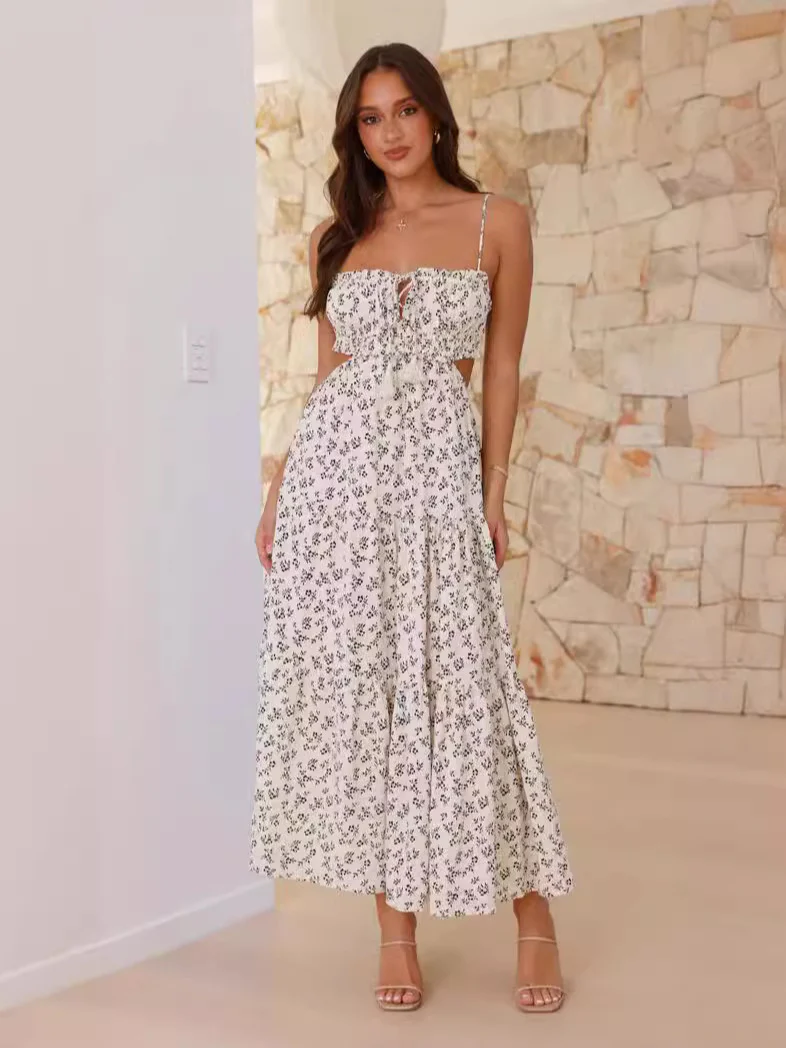 Black Square Neck Side Cut Out Maxi Dress - Image 4