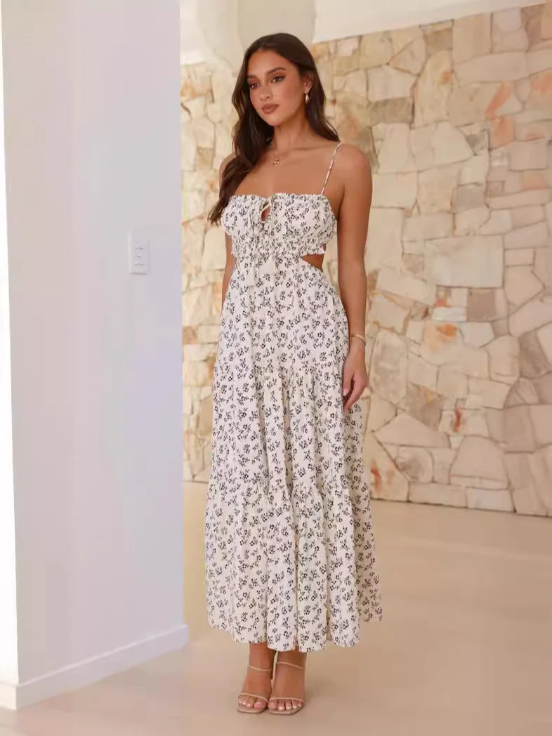 Black Square Neck Side Cut Out Maxi Dress - Image 5