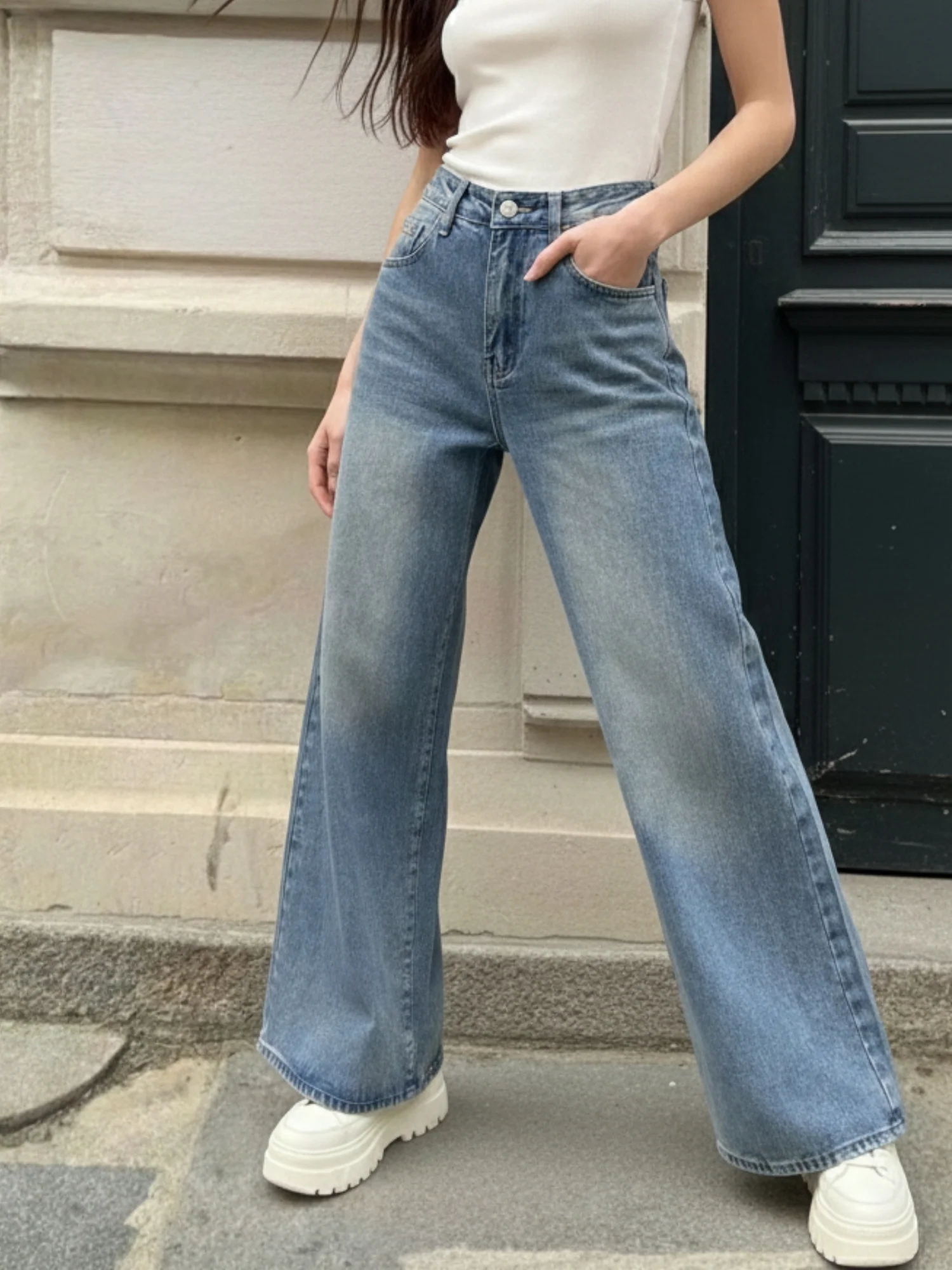 Blue Tinted Washed Baggy Denim - Image 4