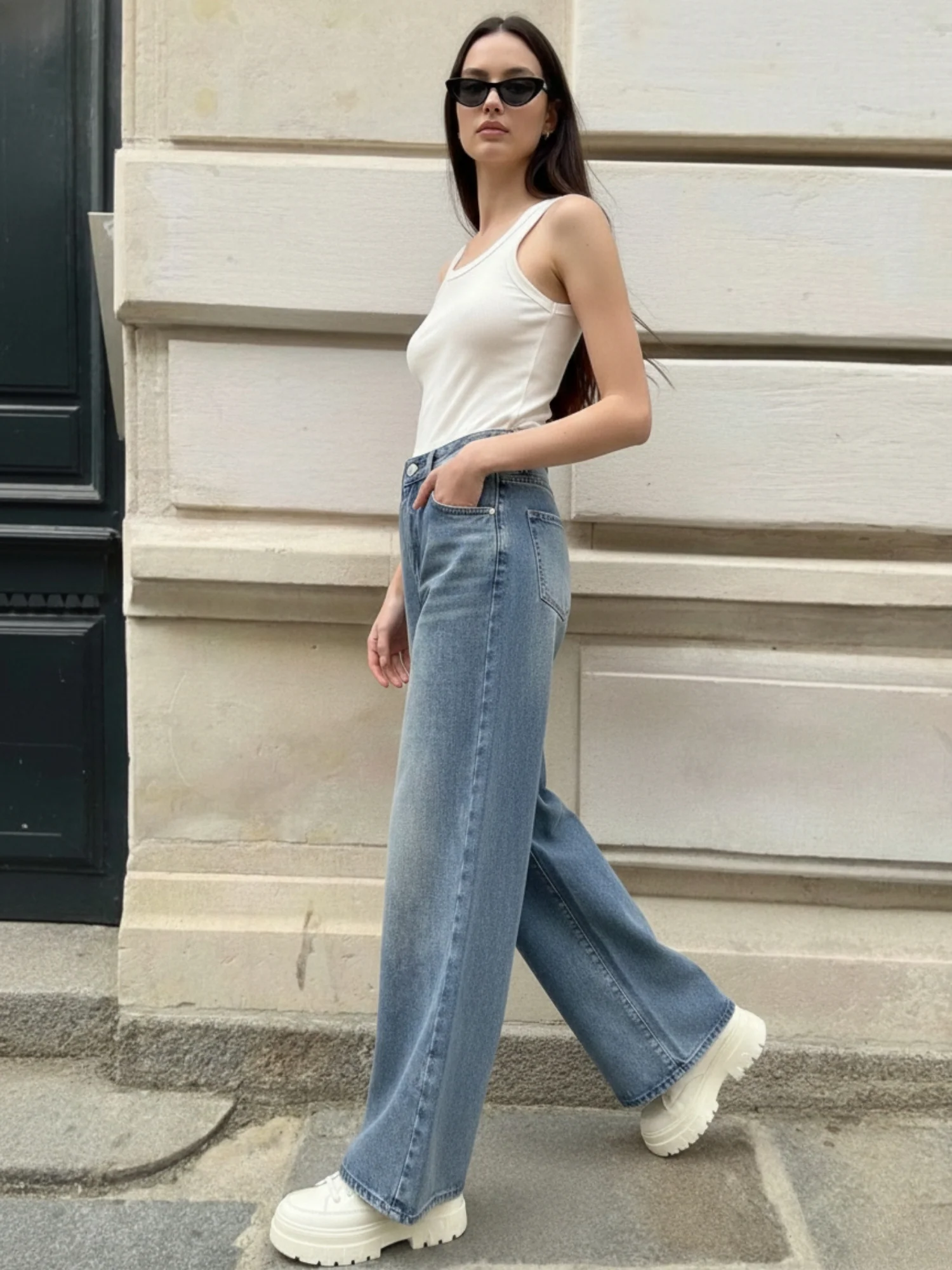 Blue Tinted Washed Baggy Denim - Image 5