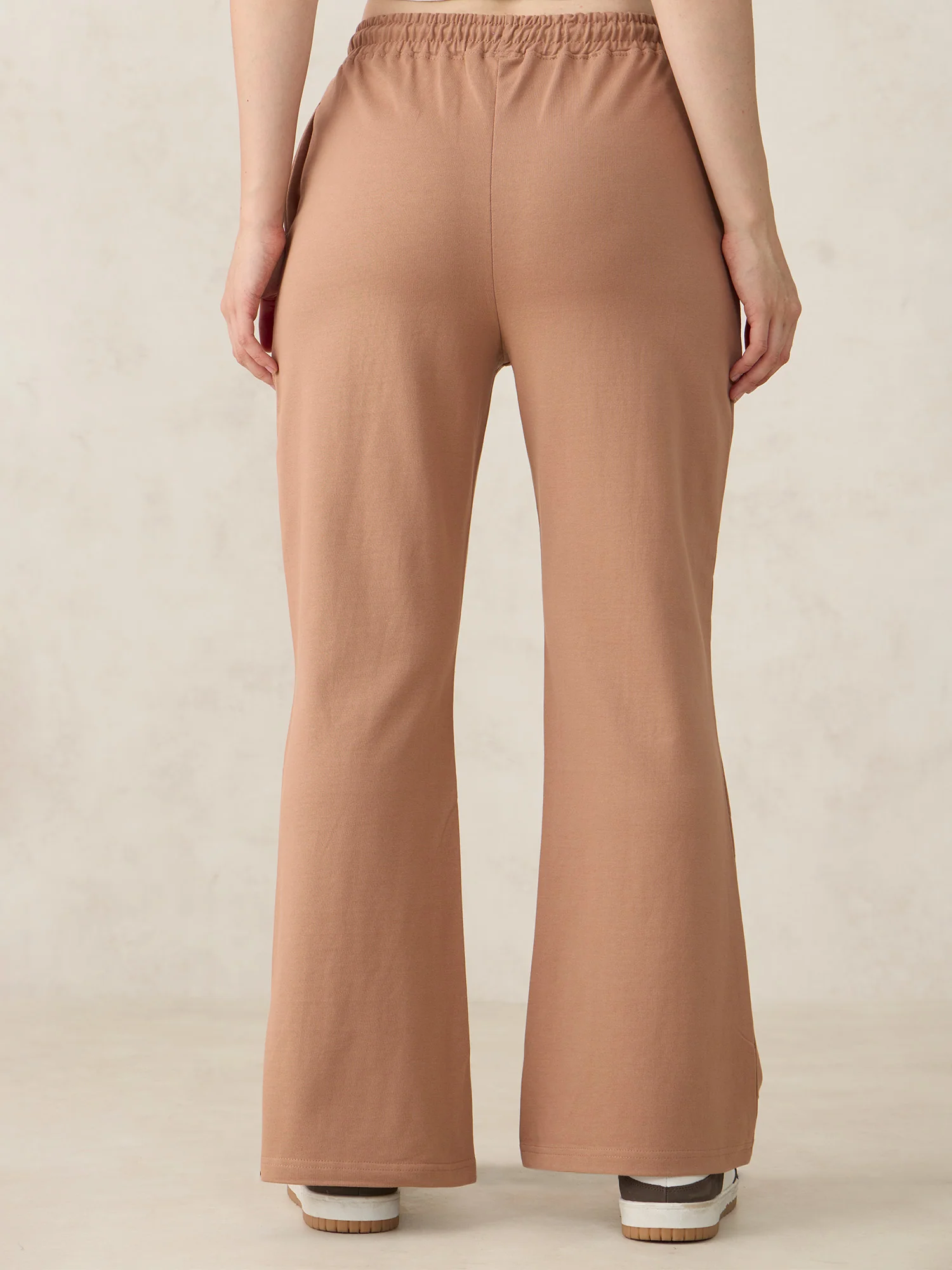 Brown Basic Solid Flared Sweatpants - Image 2