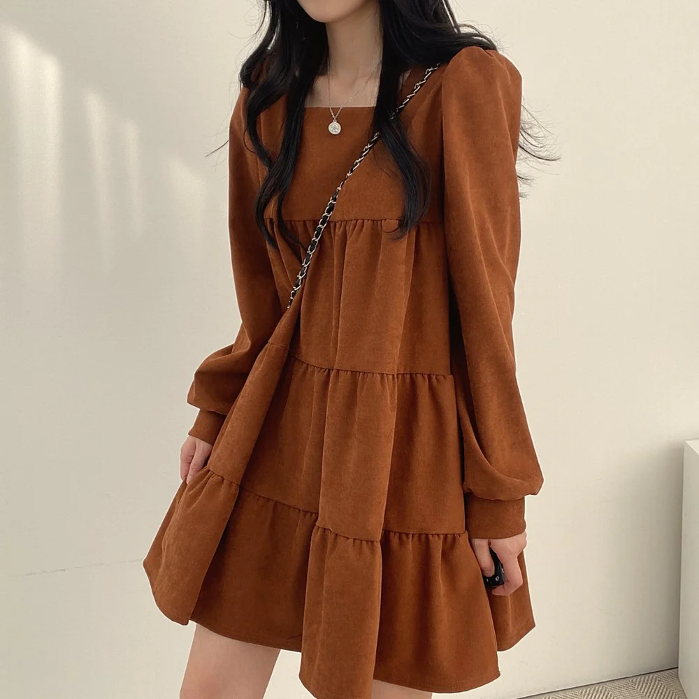 Brown Basic Tiered Dress - Image 2