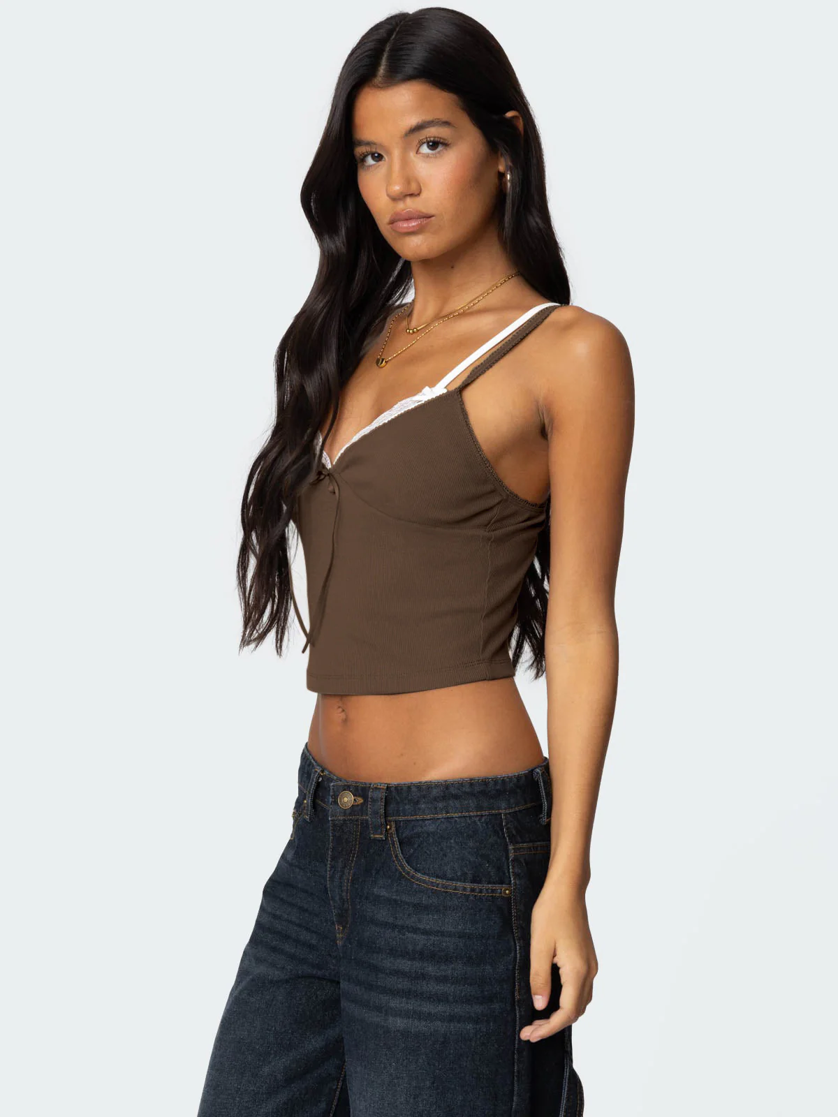Brown Double Layered Fitted Tank - Image 2