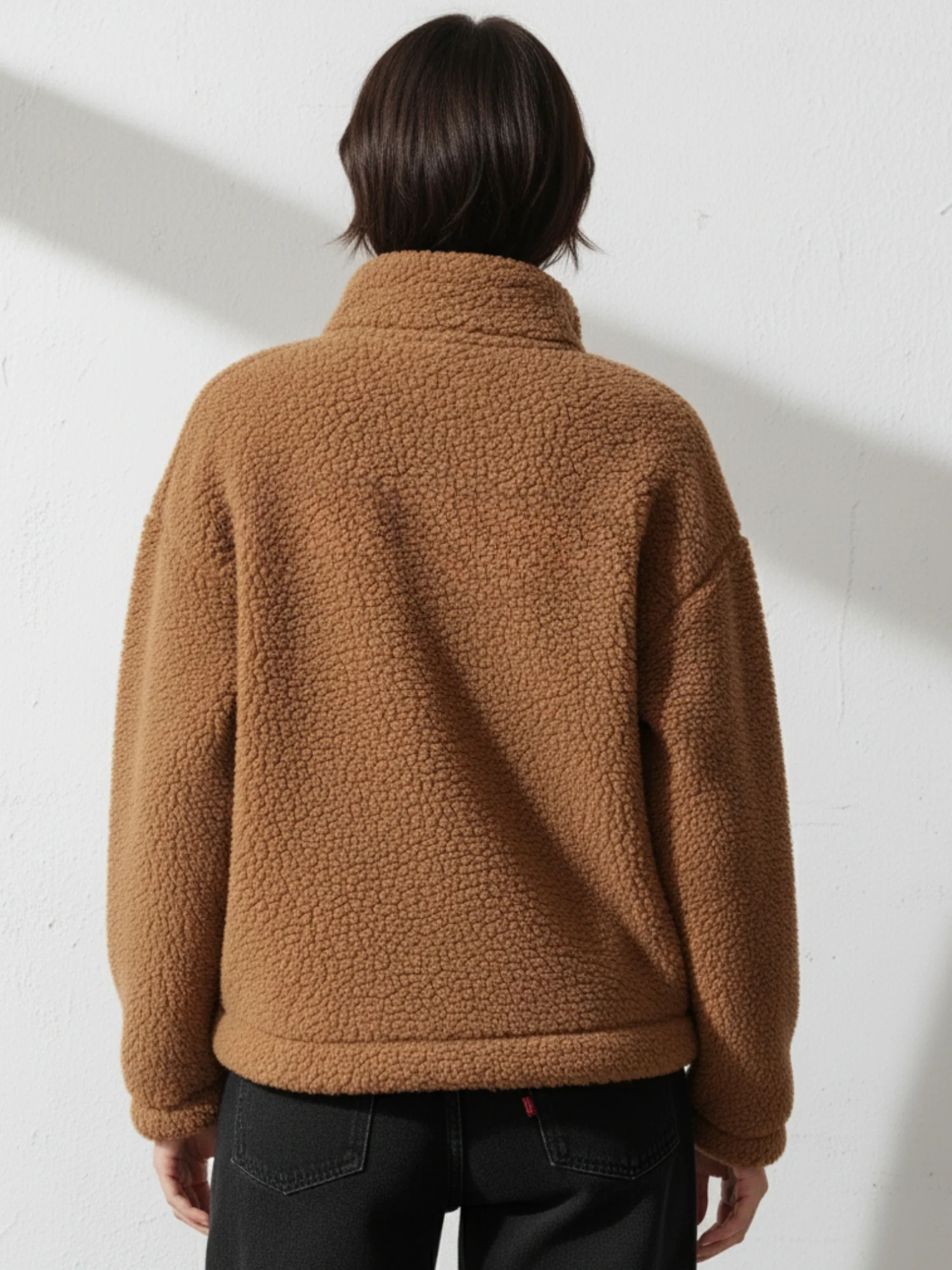 Brown Full Sleeve Funnel Neck Sweater - Image 2